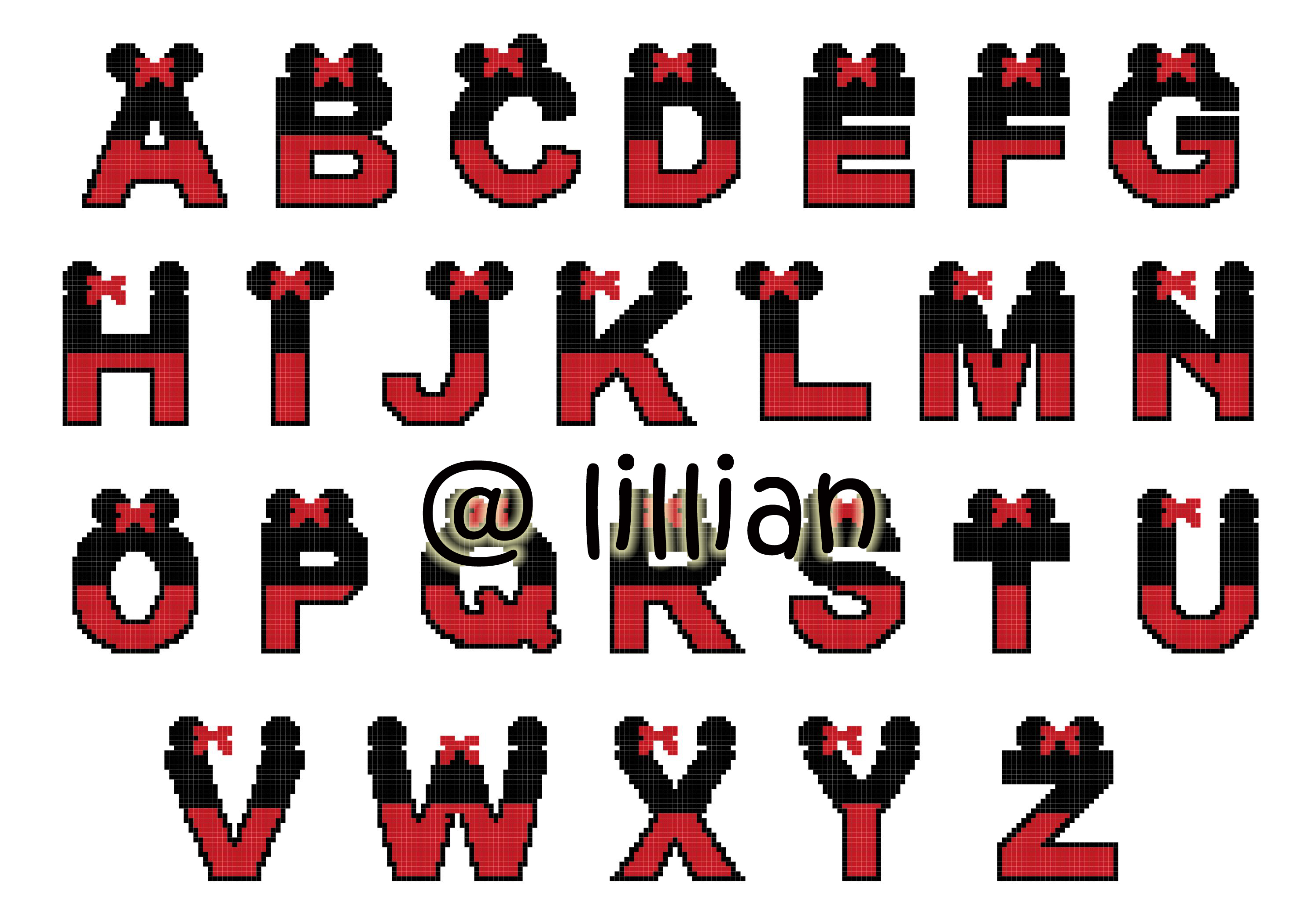 PDF ~MINNIE MOUSE ALPHABET ALPHABETS ALPHABETICAL ABC TO Z Counted Cross Stitch PATTERN