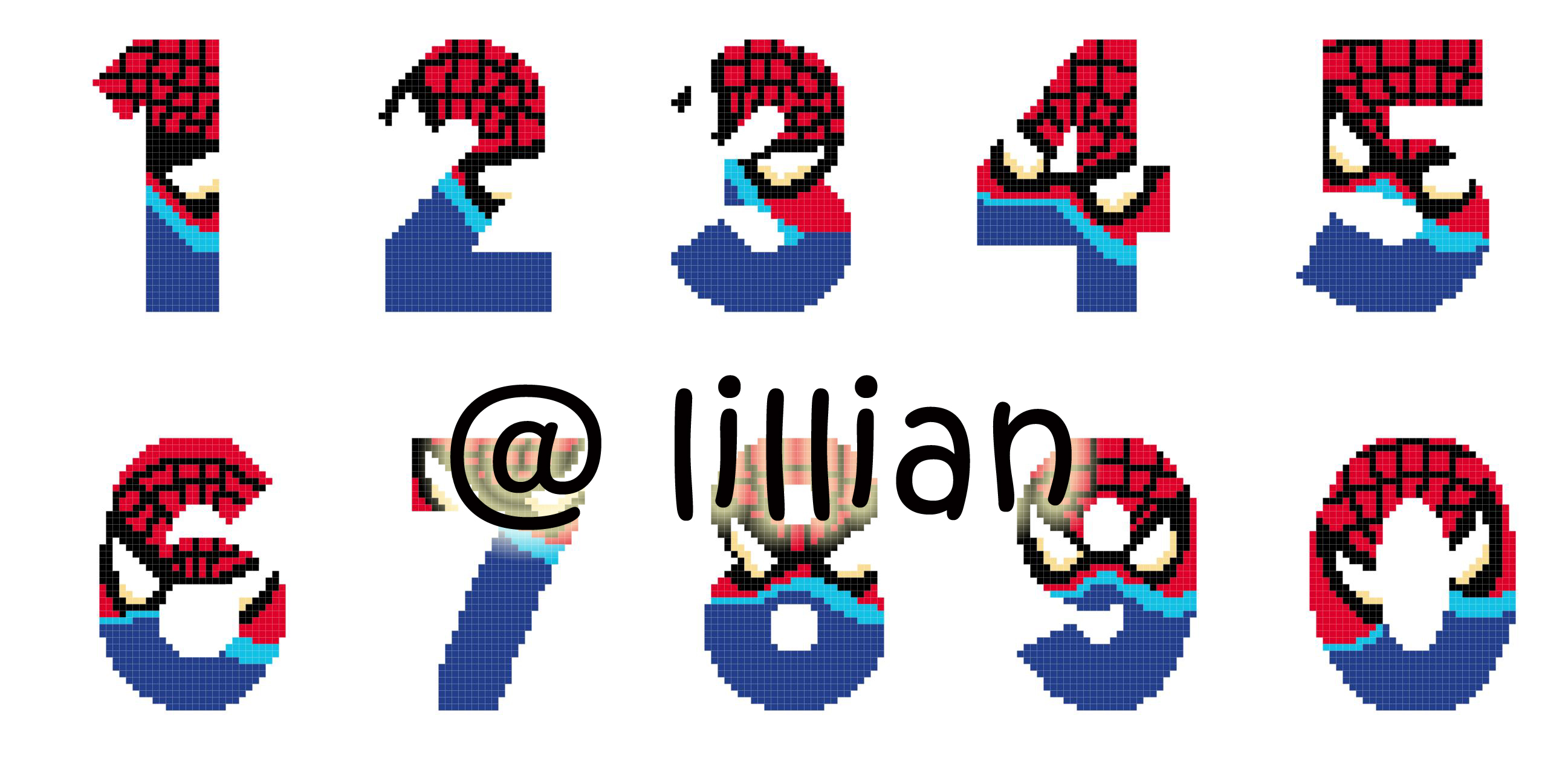 PDF ~SPIDERMAN WEB NUMBER NUMBERS NUMERICAL 0123456789 Counted Cross Stitch PATTERN