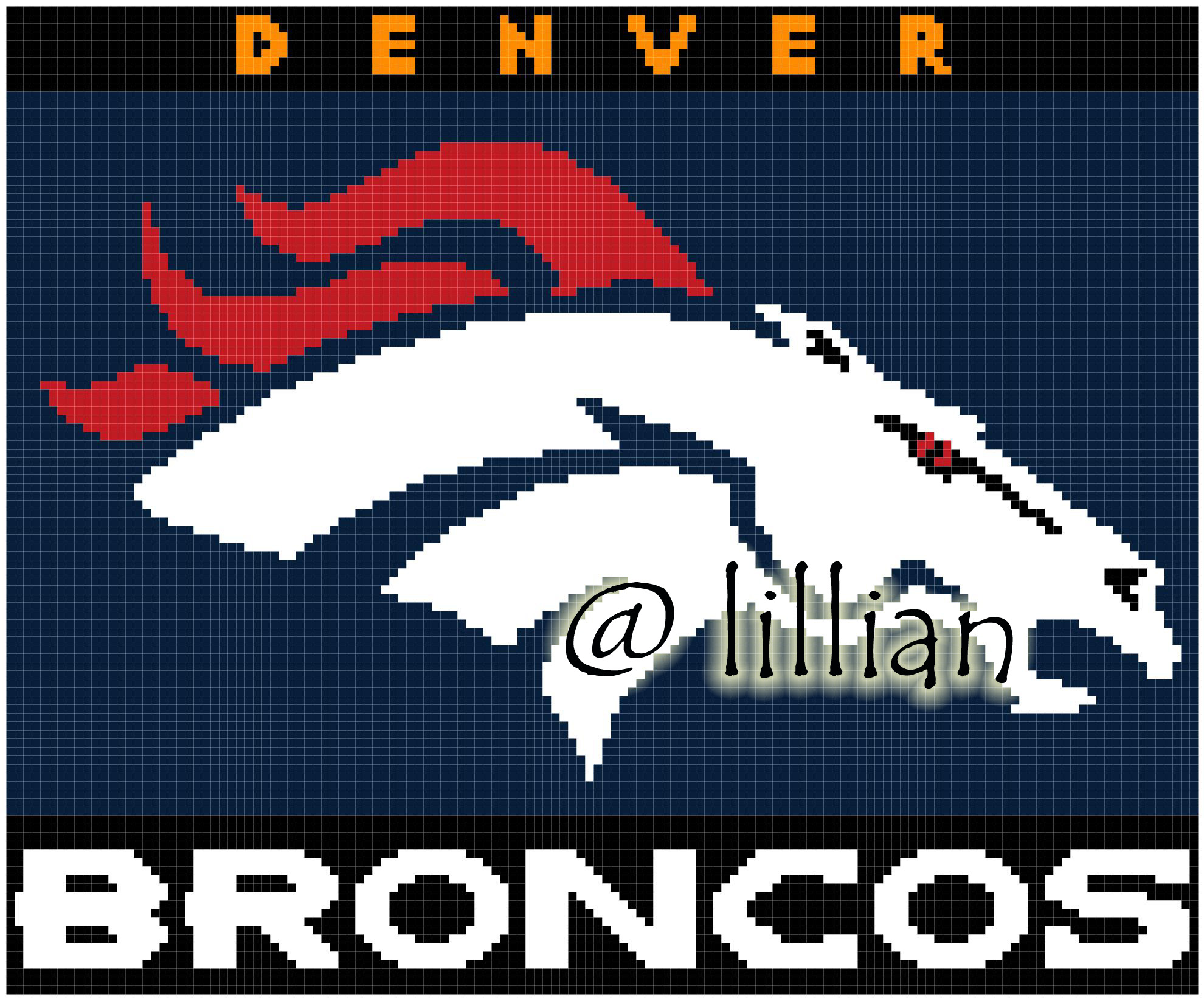 PDF ~NFL DENVER BRONCOS Counted Cross Stitch PATTERN