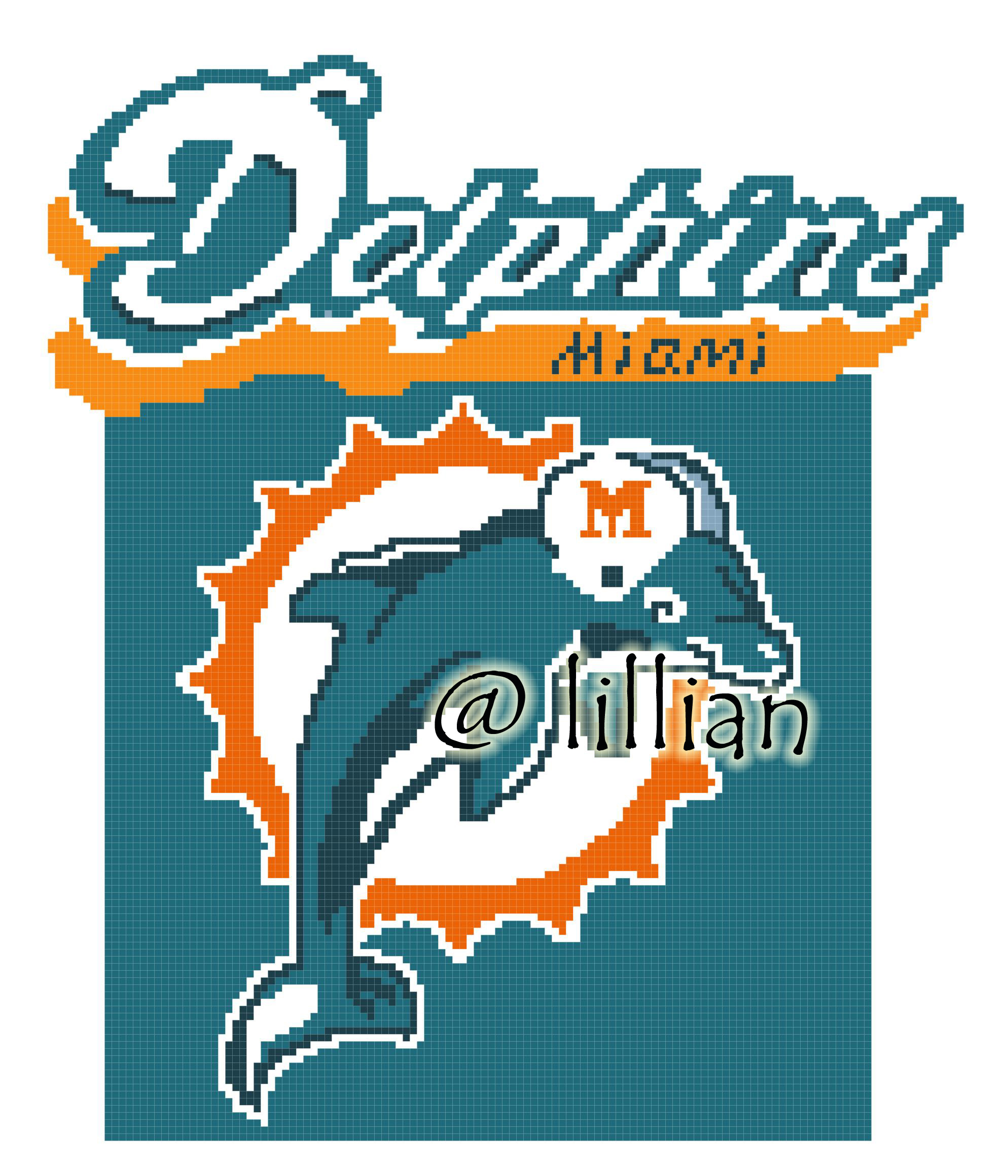 PDF ~NFL MIAMI DOLPHINS Counted Cross Stitch PATTERN