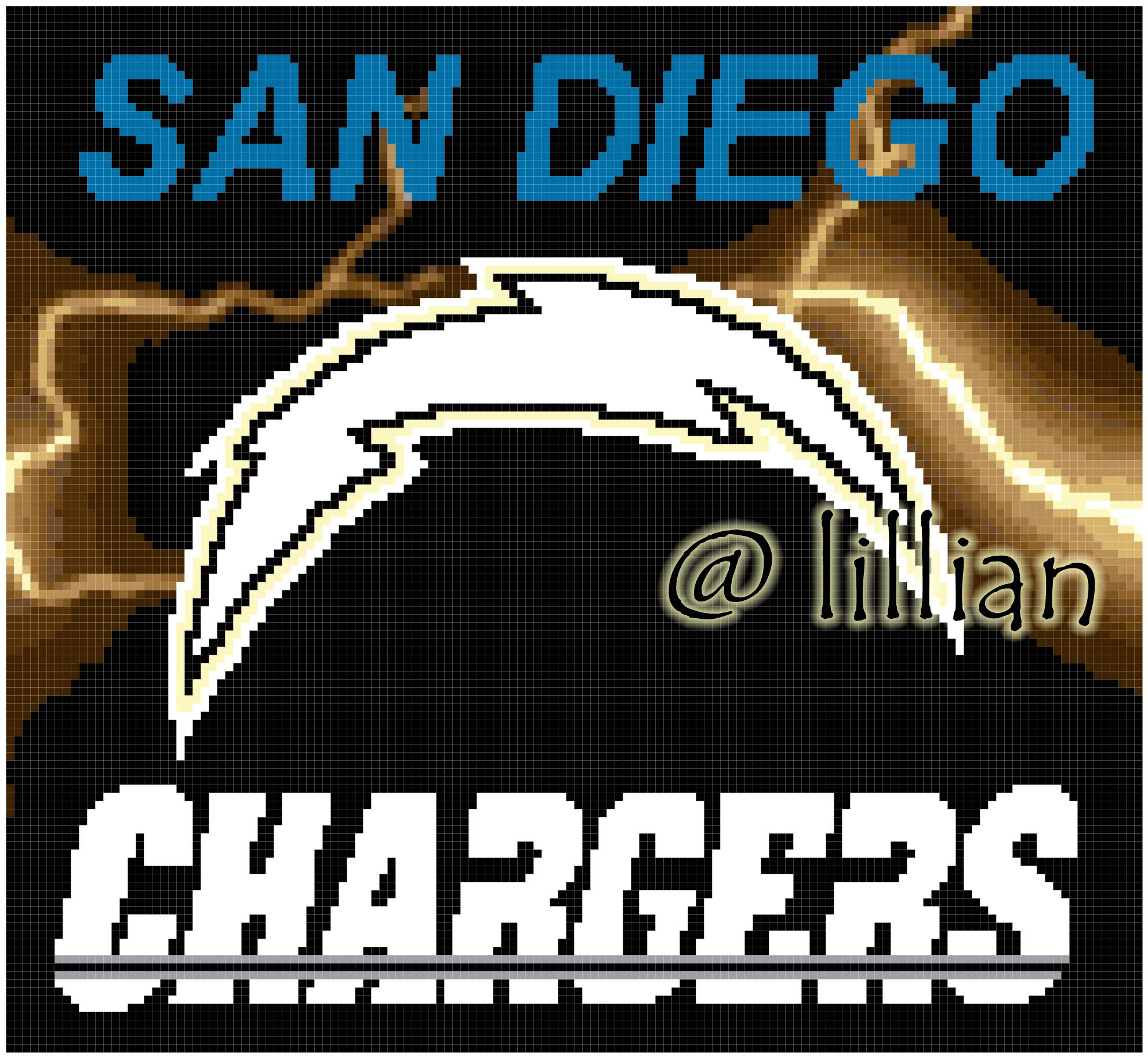 PDF ~NFL SAN DIEGO CHARGERS Counted Cross Stitch PATTERN