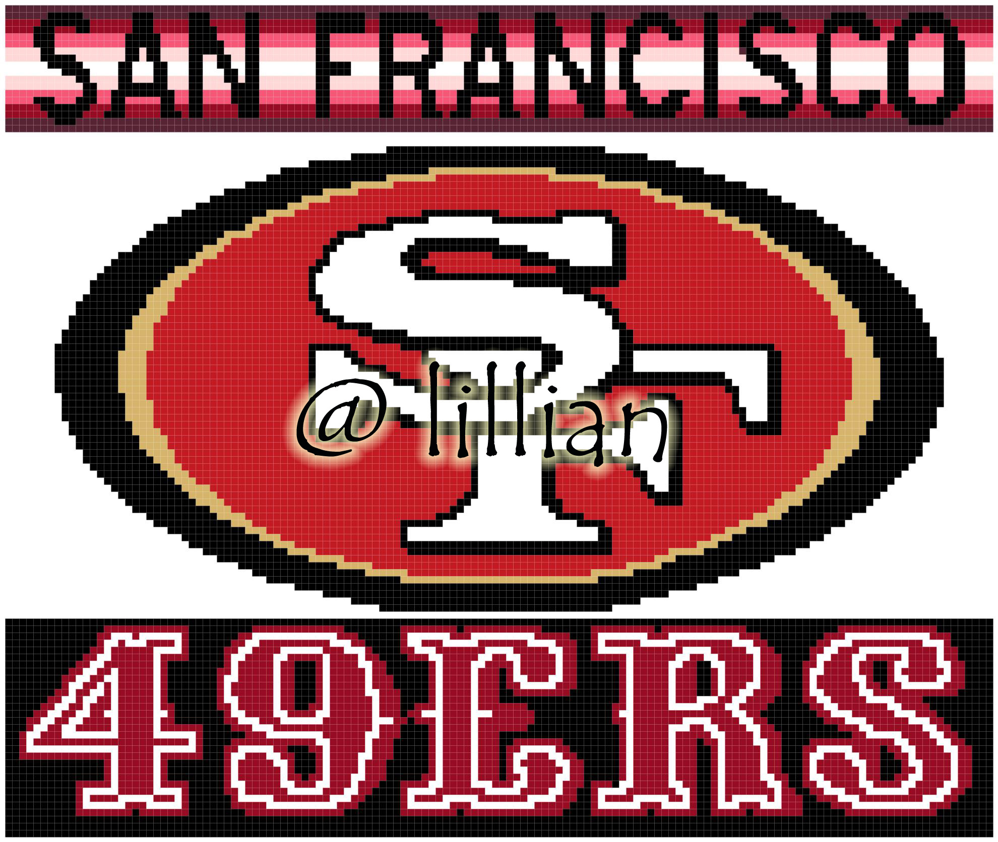 PDF ~NFL SAN FRANCISCO 49ERS Counted Cross Stitch PATTERN