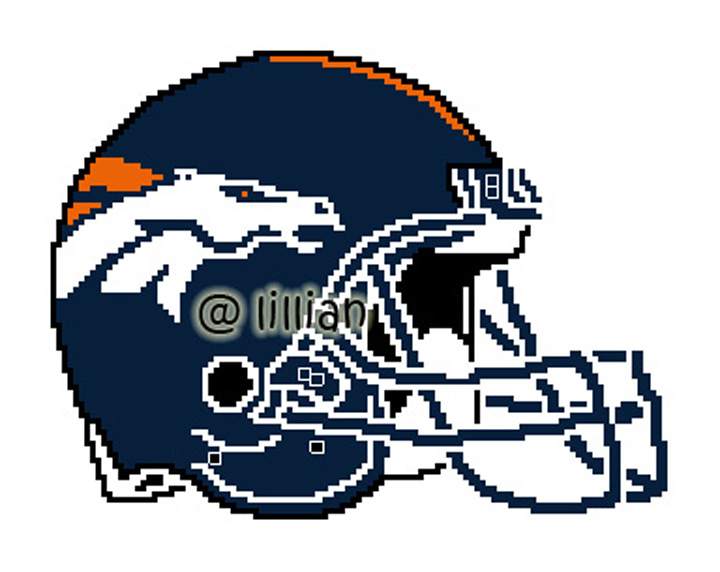 PDF ~NFL DENVER BRONCOS HELMET Counted Cross Stitch PATTERN