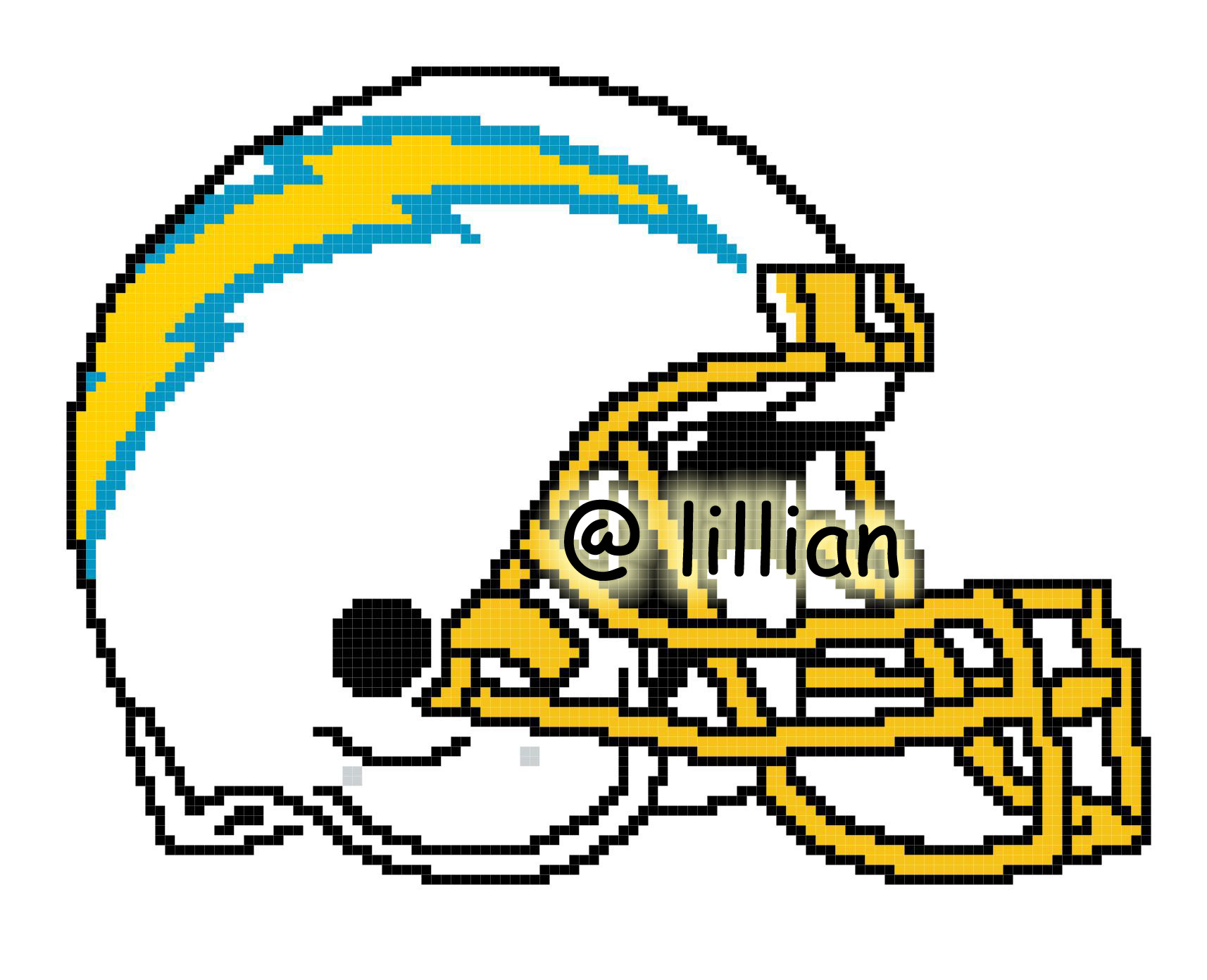 PDF ~NFL LOS ANGELES CHARGERS HELMET Counted Cross Stitch PATTERN