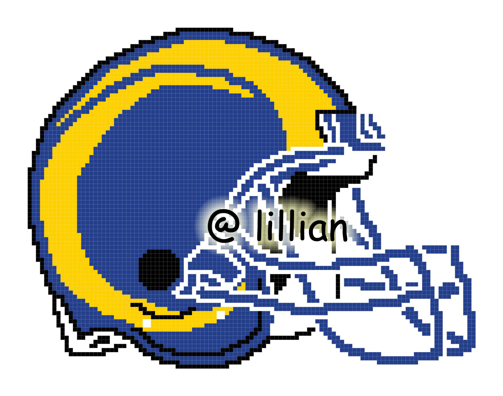 PDF ~NFL LOS ANGELES RAMS HELMET Counted Cross Stitch PATTERN