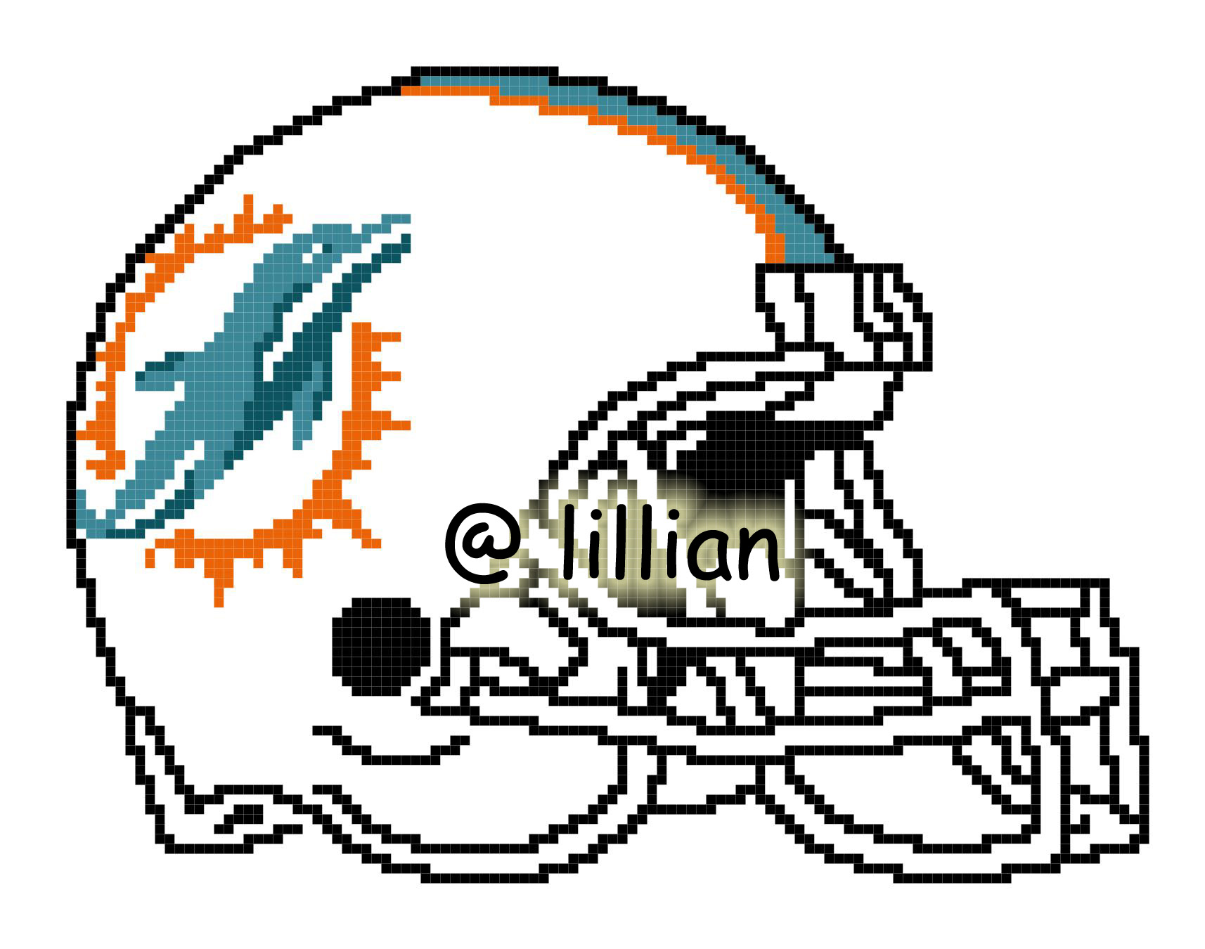 PDF ~NFL MIAMI DOLPHINS HELMET N Counted Cross Stitch PATTERN