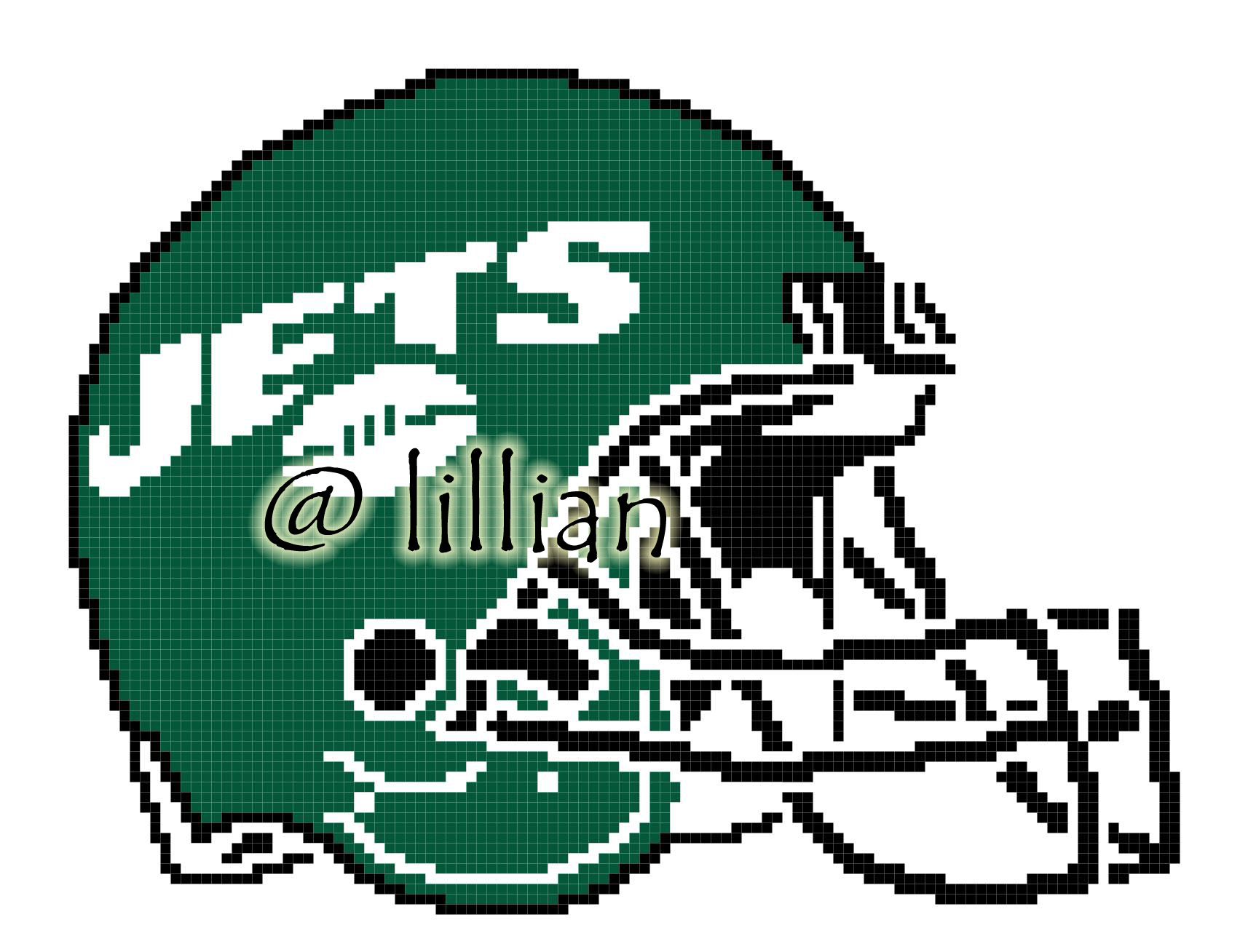 PDF ~NFL NEW YORK JETS HELMET N Counted Cross Stitch PATTERN