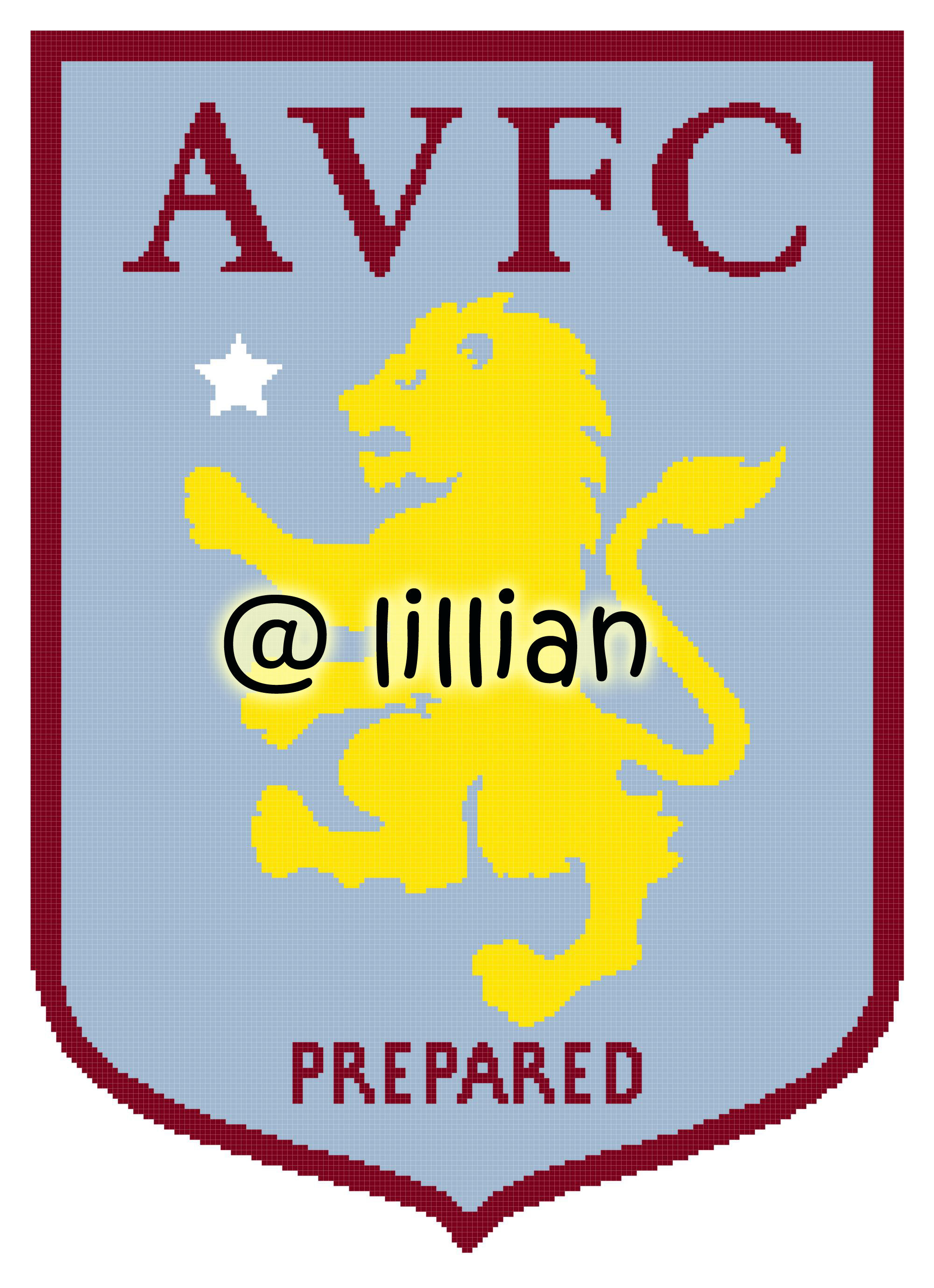 PDF ~EPL ASTON VILLA N Counted Cross Stitch PATTERN