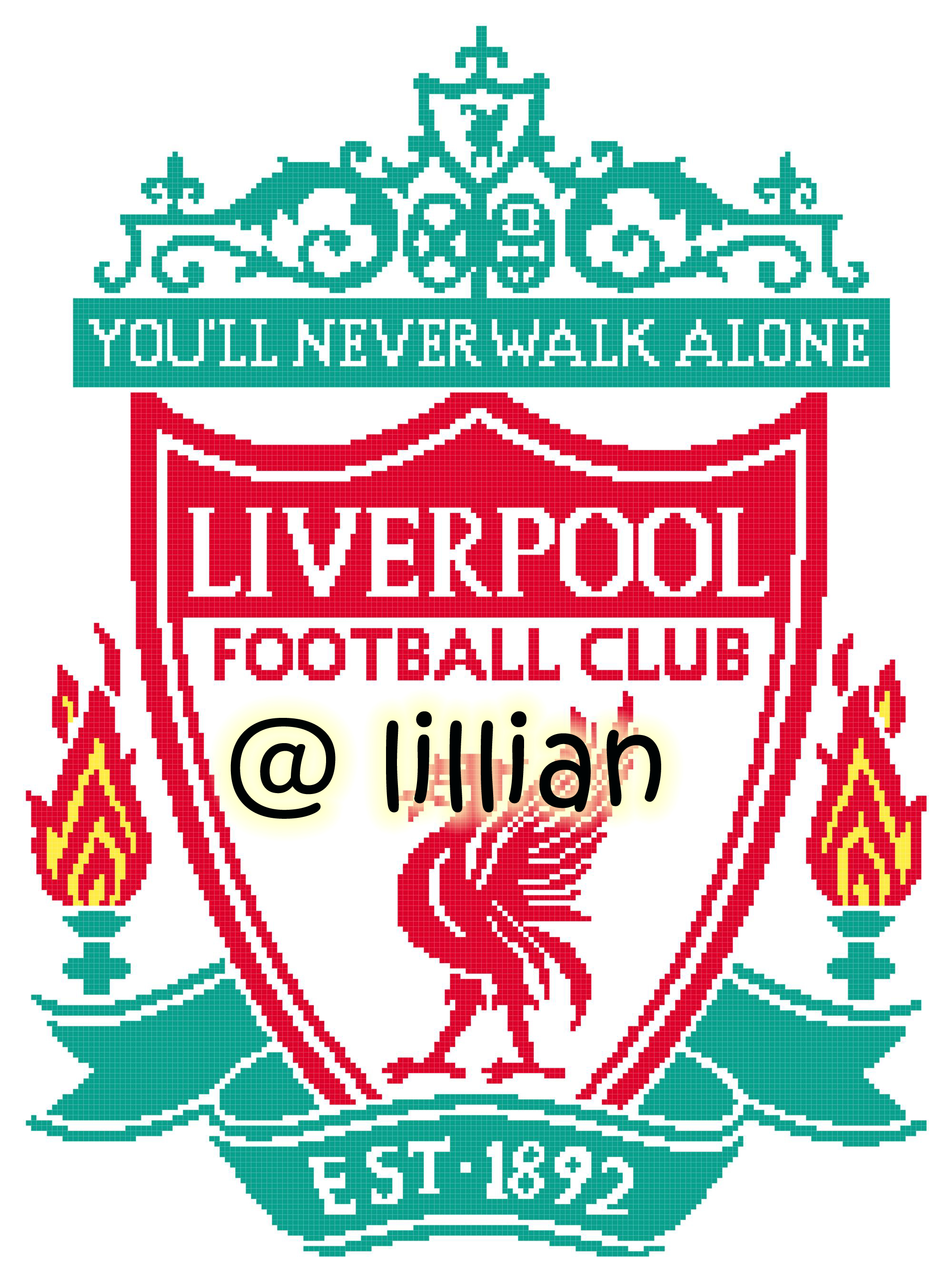 PDF ~EPL LIVERPOOL Counted Cross Stitch PATTERN