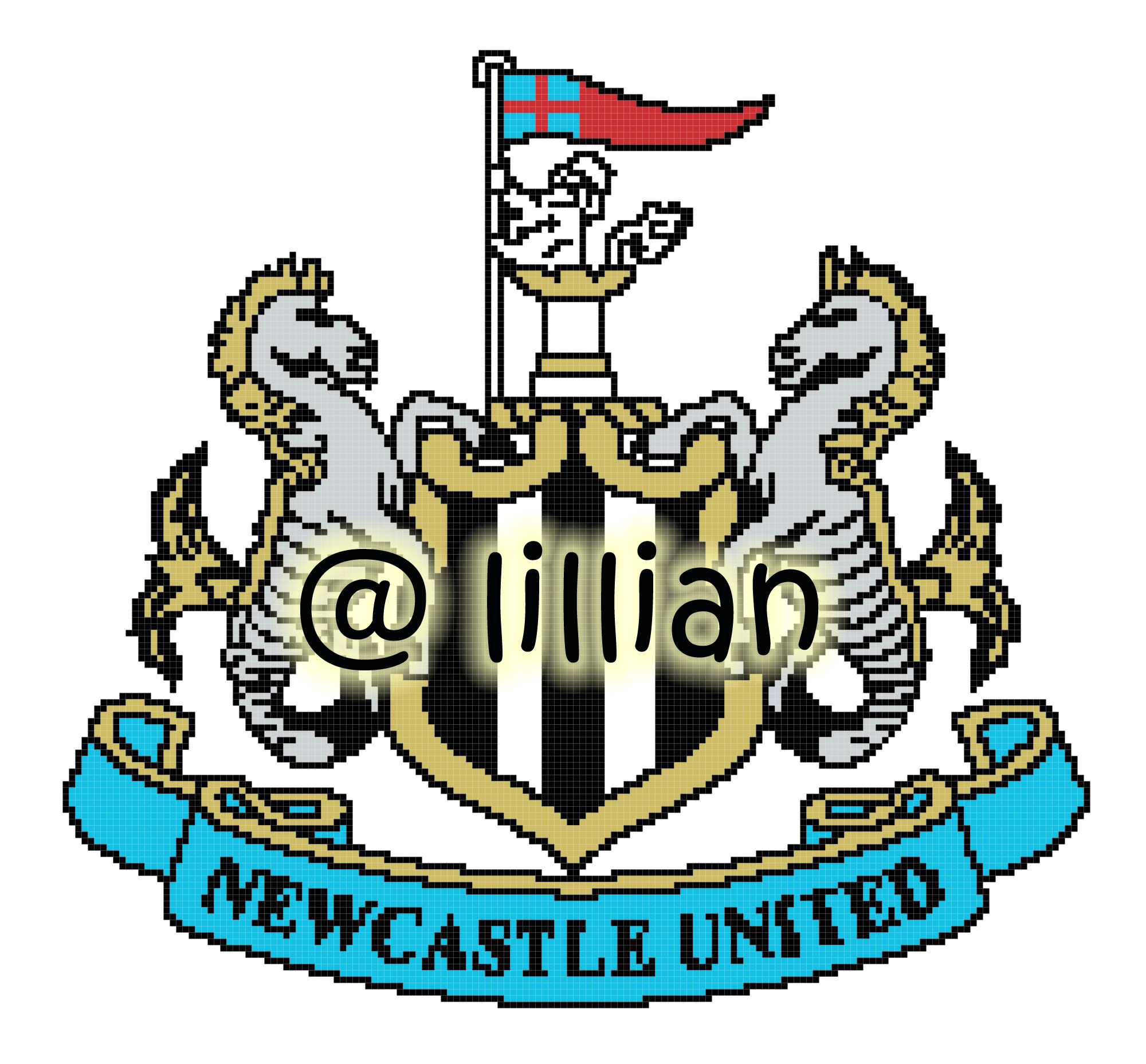 PDF ~EPL NEWCASTLE UNITED FC Counted Cross Stitch PATTERN