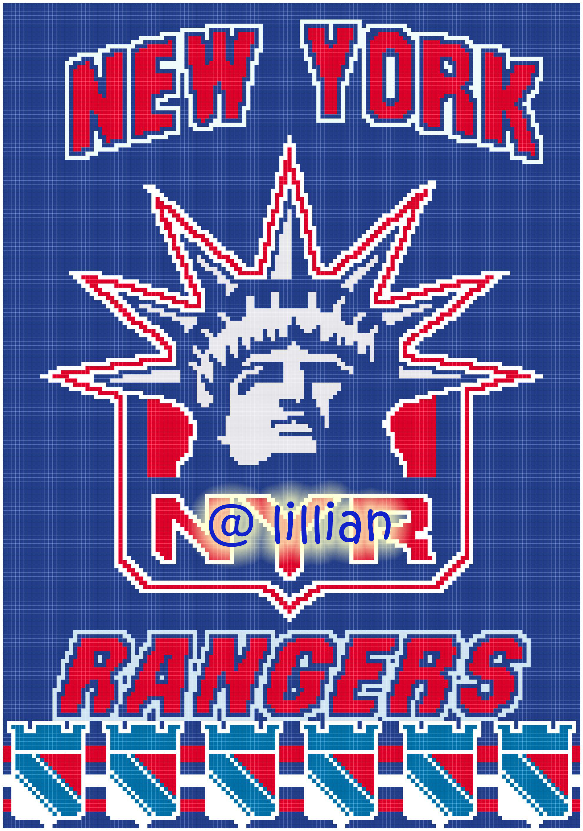 PDF ~NHL NEW YORK RANGERS Counted Cross Stitch PATTERN