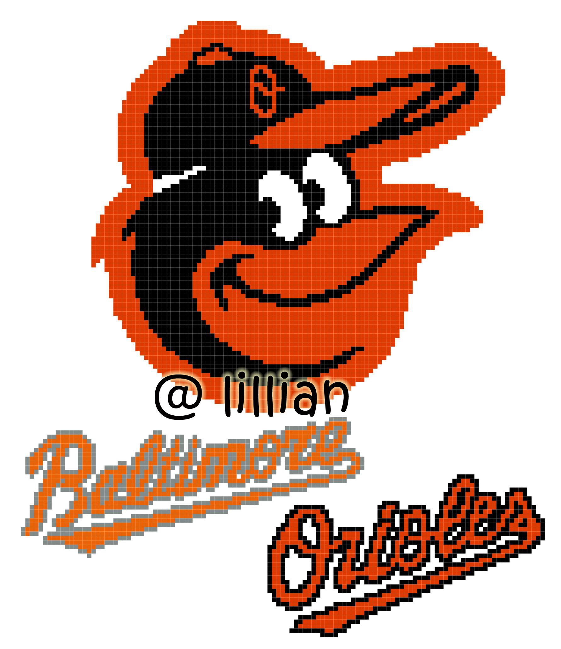 PDF ~MLB BALTIMORE ORIOLES N Counted Cross Stitch PATTERN