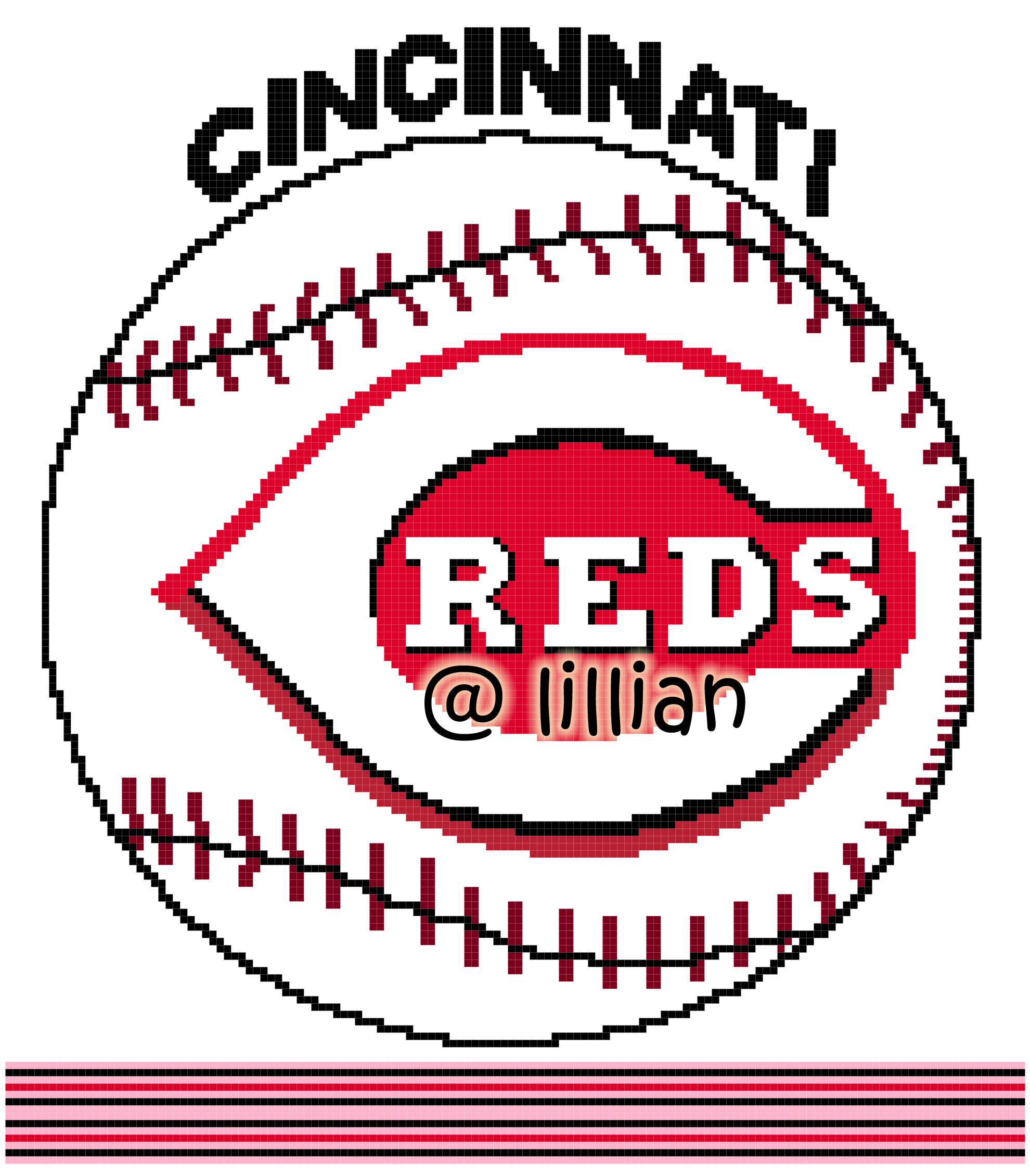 PDF ~MLB CINCINNATI REDS Counted Cross Stitch PATTERN