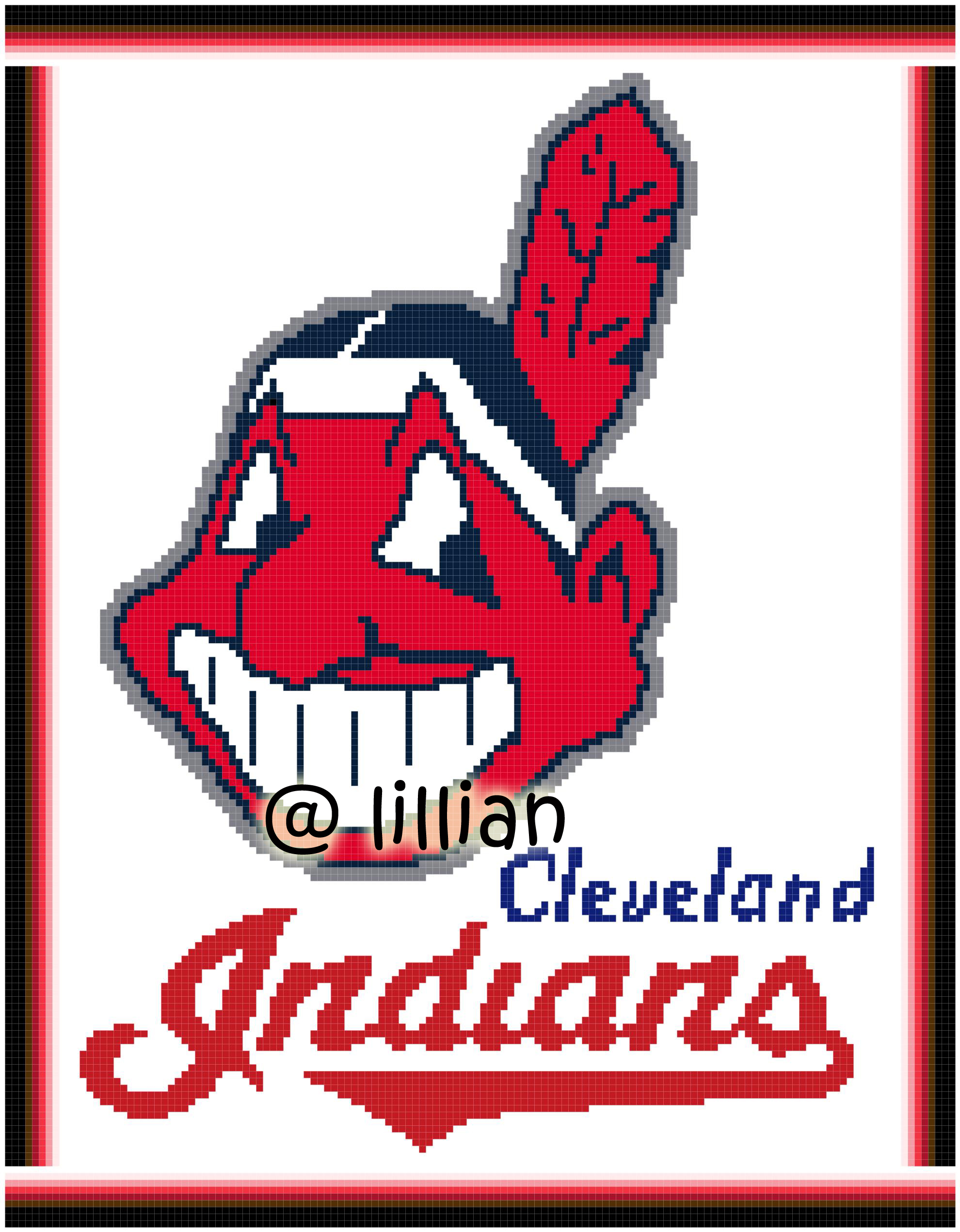 PDF ~MLB CLEVELAND INDIANS Counted Cross Stitch PATTERN