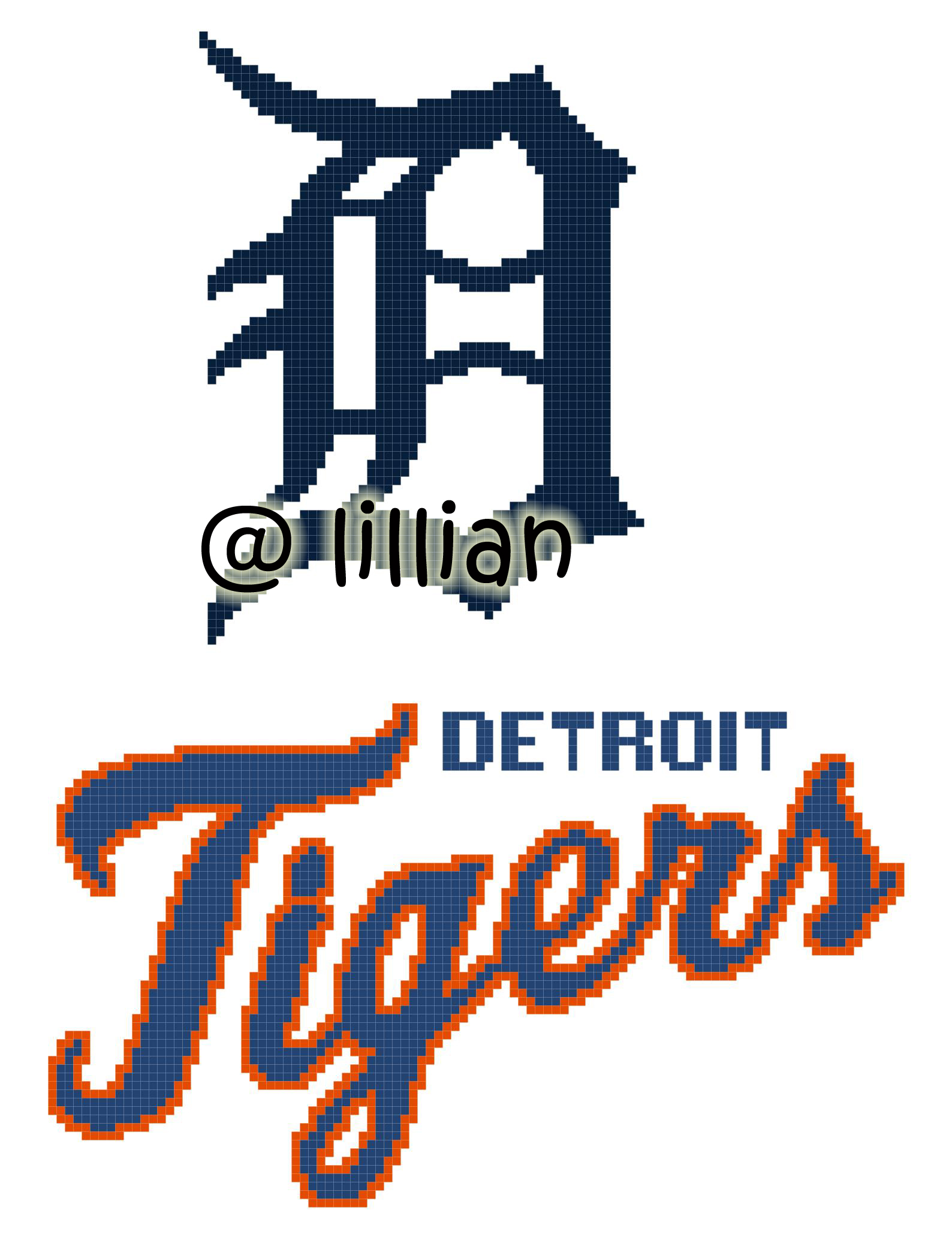 PDF ~MLB DETROIT TIGERS N Counted Cross Stitch PATTERN
