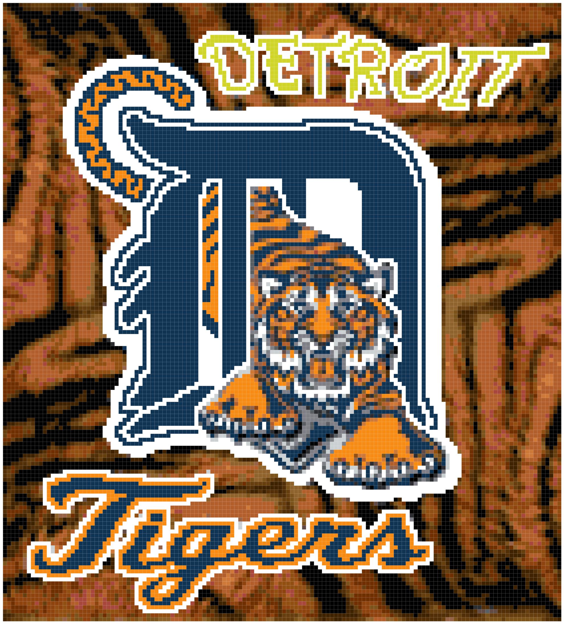PDF ~MLB DETROIT TIGERS Counted Cross Stitch PATTERN