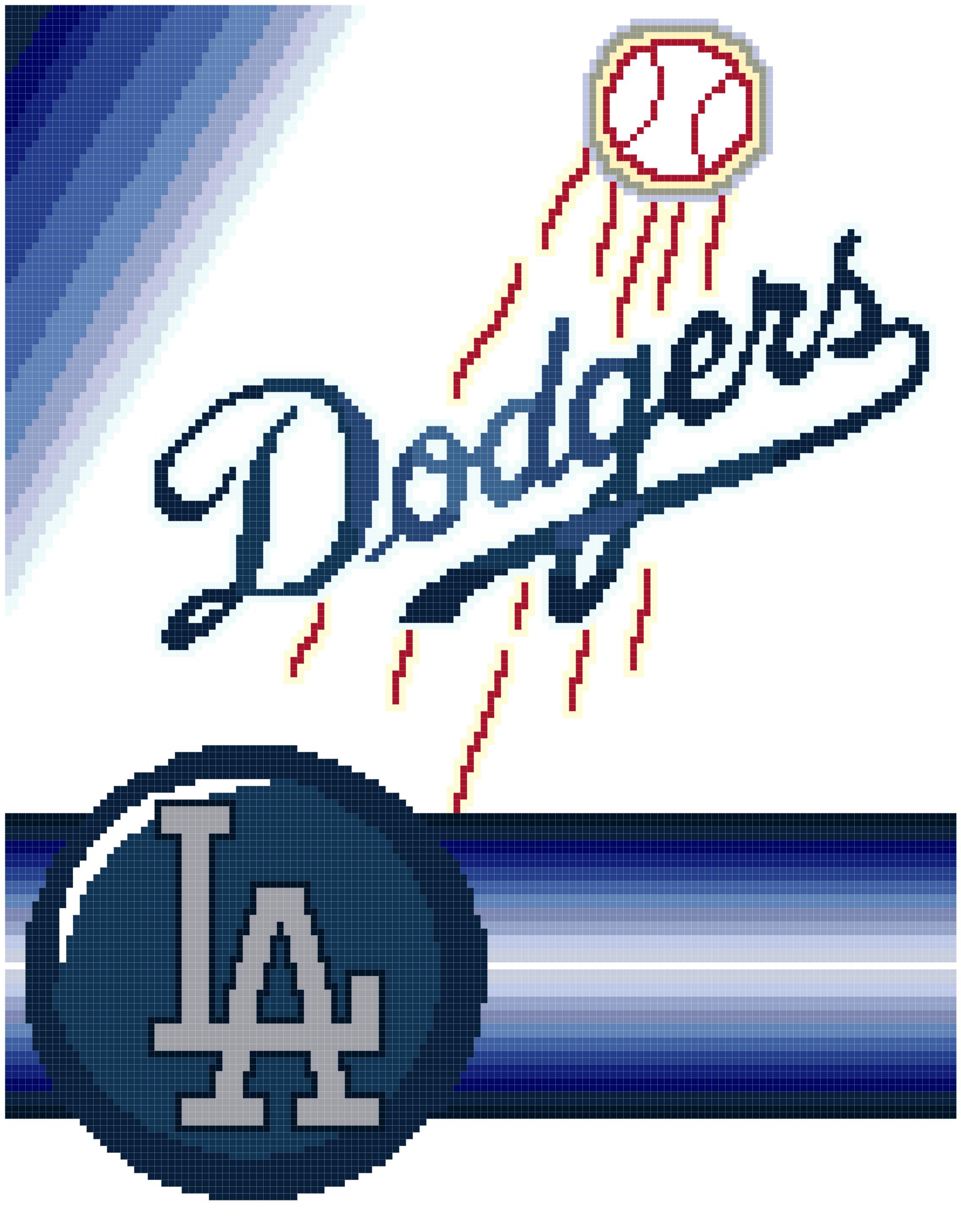 PDF ~MLB LOS ANGELES DODGERS Counted Cross Stitch PATTERN