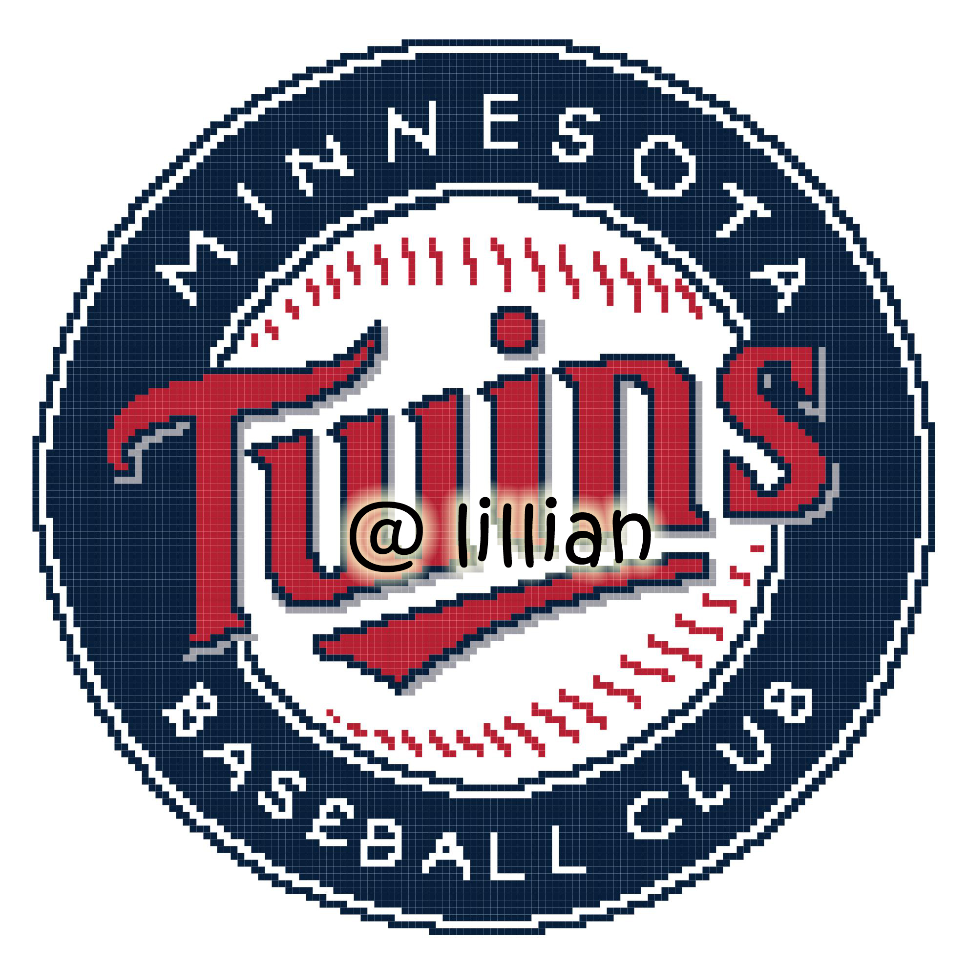 PDF ~MLB MINNESOTA TWINS N Counted Cross Stitch PATTERN