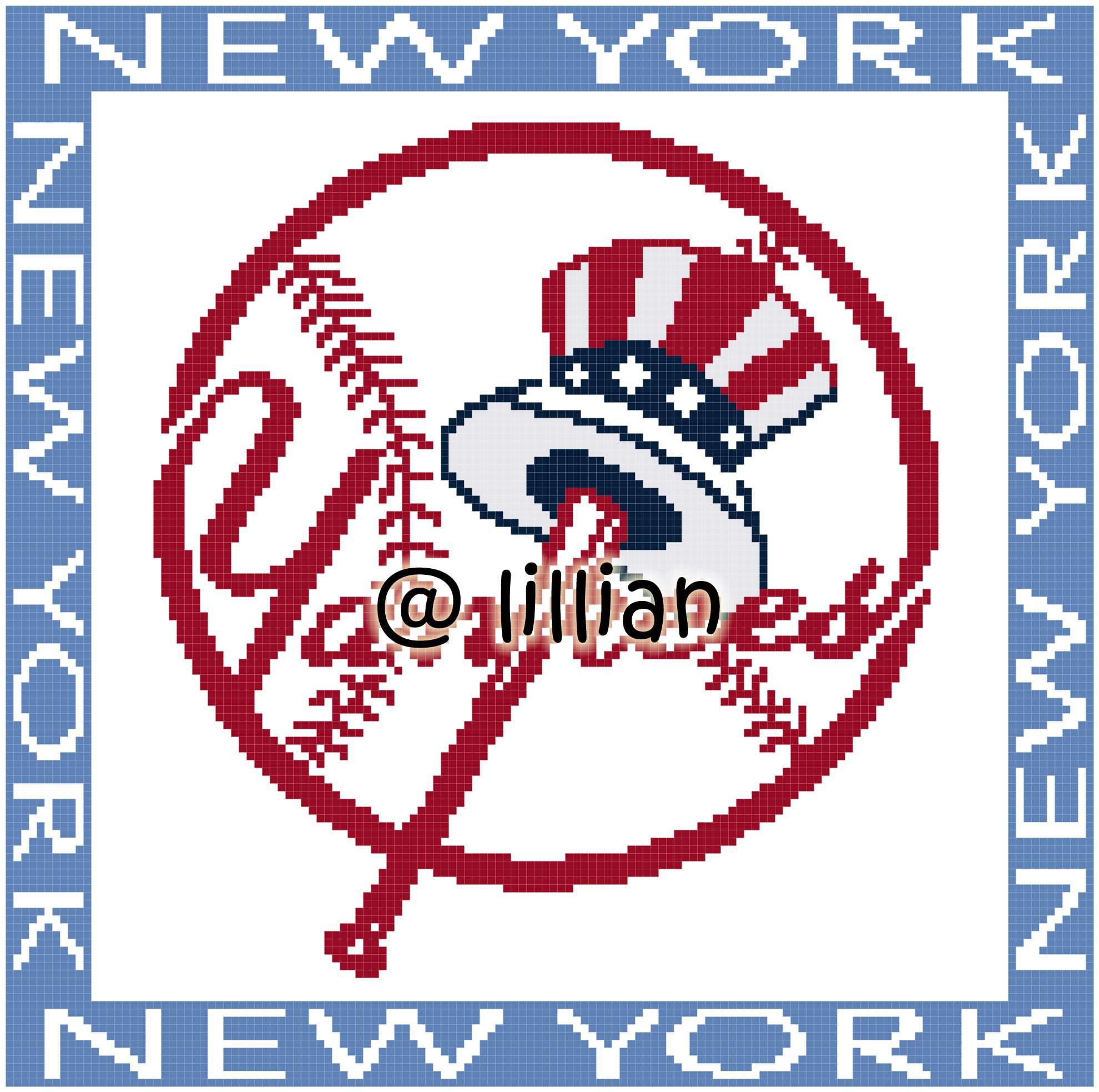 PDF ~MLB NEW YORK YANKEES Counted Cross Stitch PATTERN
