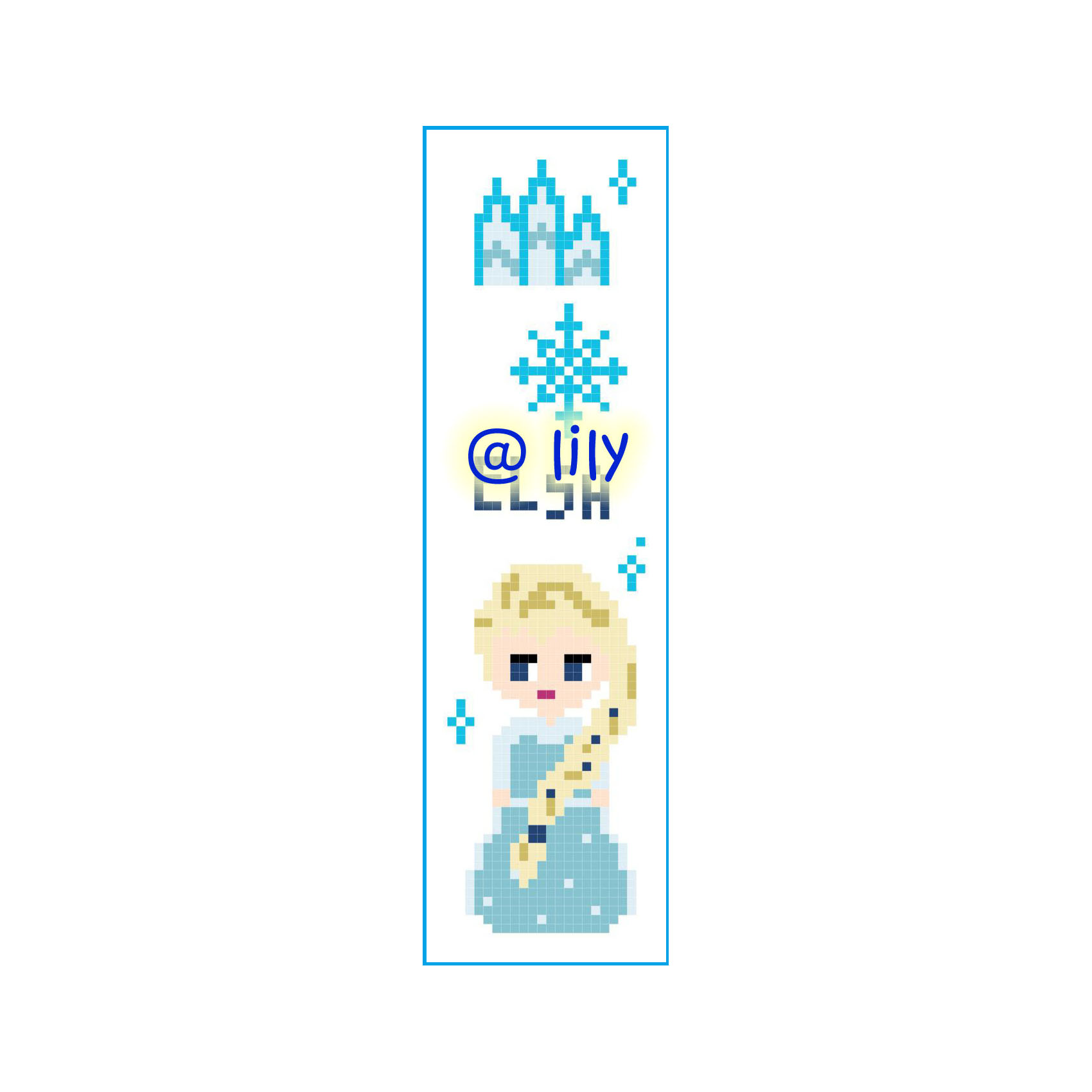 PDF ~FROZEN ELSA Grosgrain Ribbon Counted Cross Stitch Pattern Chart BookMark with customized name