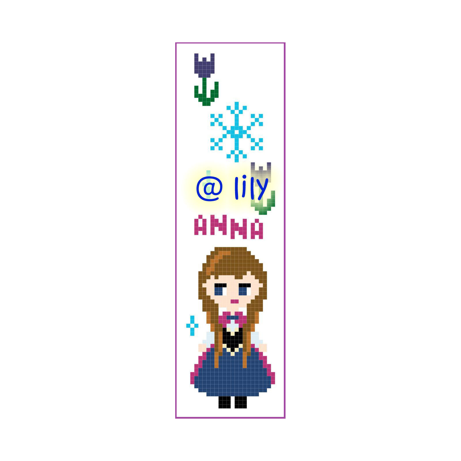 FROZEN ANNA Grosgrain Ribbon BookMark with customized name FINISHED/COMPLETED Counted Cross Stitch