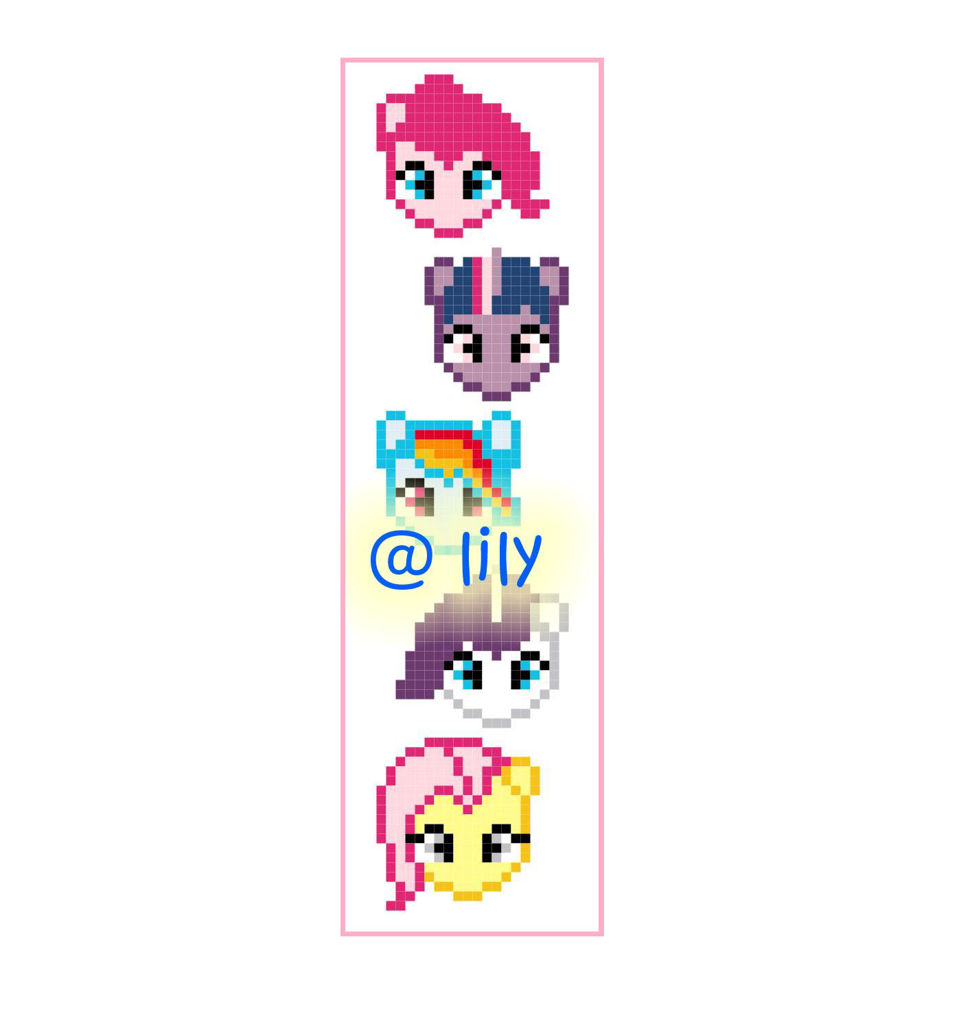 MY LITTLE PONY Grosgrain Ribbon BookMark with customized name Counted Cross Stitch KIT