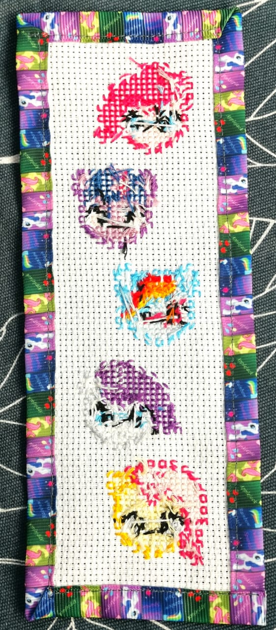 MY LITTLE PONY Grosgrain Ribbon BookMark with customized name FINISHED/COMPLETED Counted Cross Stitch