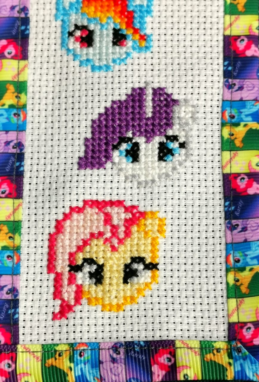 MY LITTLE PONY Grosgrain Ribbon BookMark with customized name FINISHED/COMPLETED Counted Cross Stitch