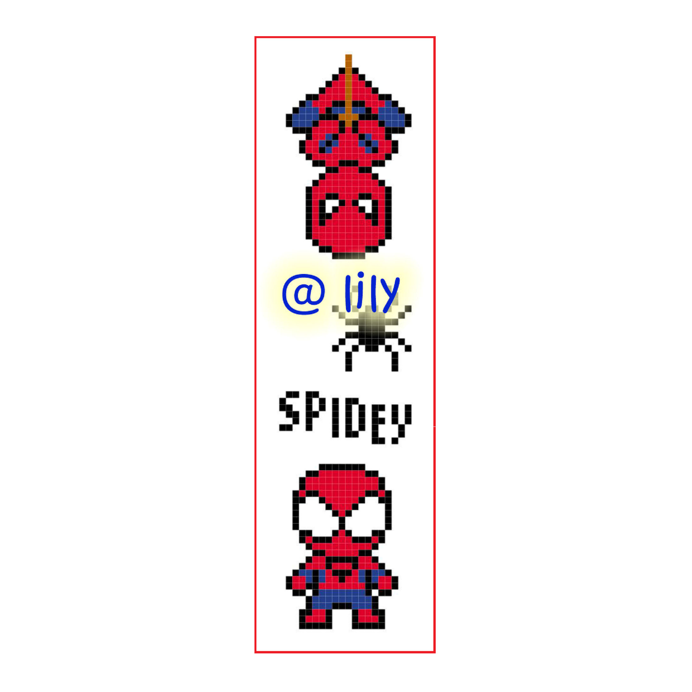 PDF ~SPIDERMAN WEB Grosgrain Ribbon Counted Cross Stitch Pattern Chart BookMark with customized name