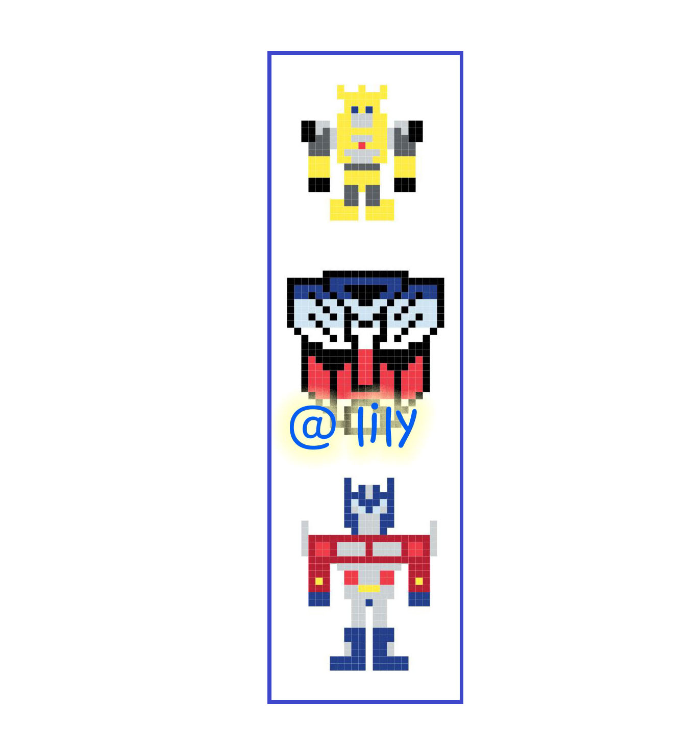 TRANSFORMERS OPTIMUS PRIME BUMBLEBEE Grosgrain Ribbon BookMark with customized name Counted Cross Stitch KIT