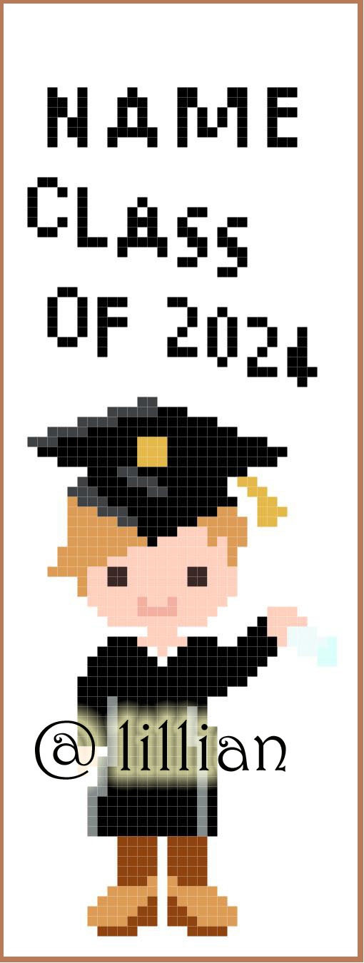BOY BOYS GRADUATION Grosgrain Ribbon BookMark with customized name Counted Cross Stitch KIT