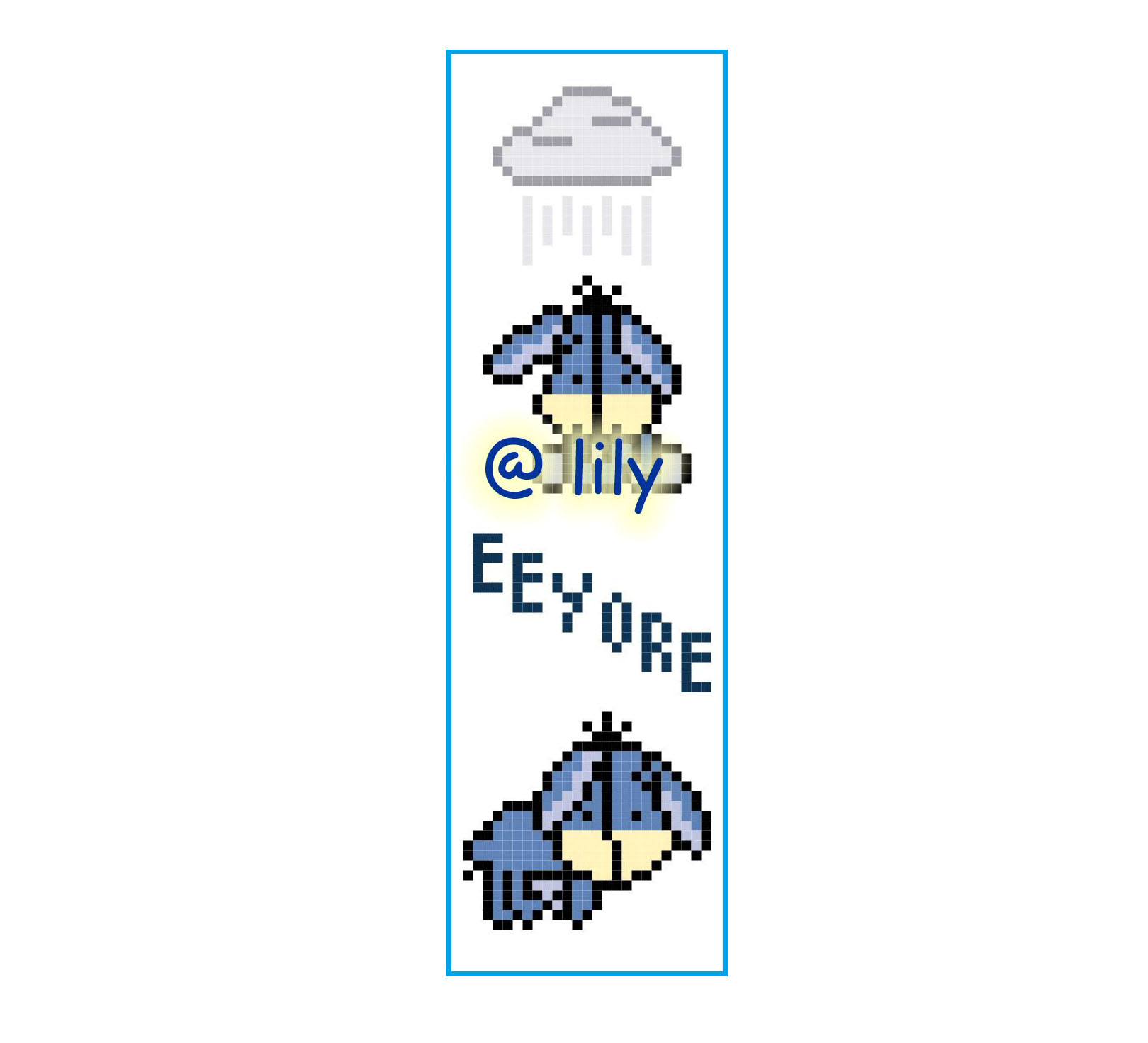 POOH EEYORE Grosgrain Ribbon BookMark with customized name Counted Cross Stitch KIT