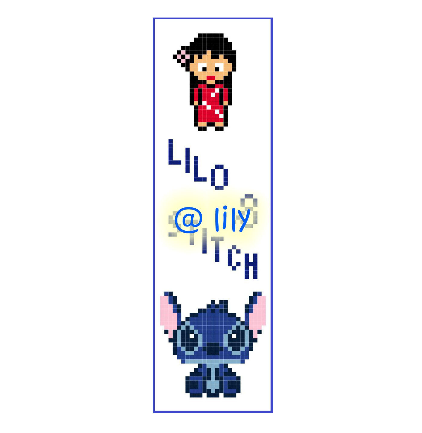 LILO & STITCH Grosgrain Ribbon BookMark with customized name Counted Cross Stitch KIT