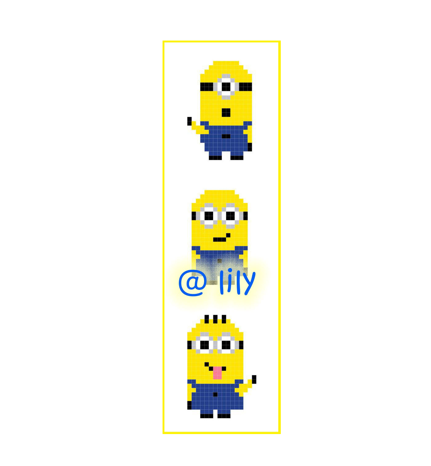 MINIONS DESPICABLE ME Grosgrain Ribbon BookMark with customized name FINISHED/COMPLETED Counted Cross Stitch