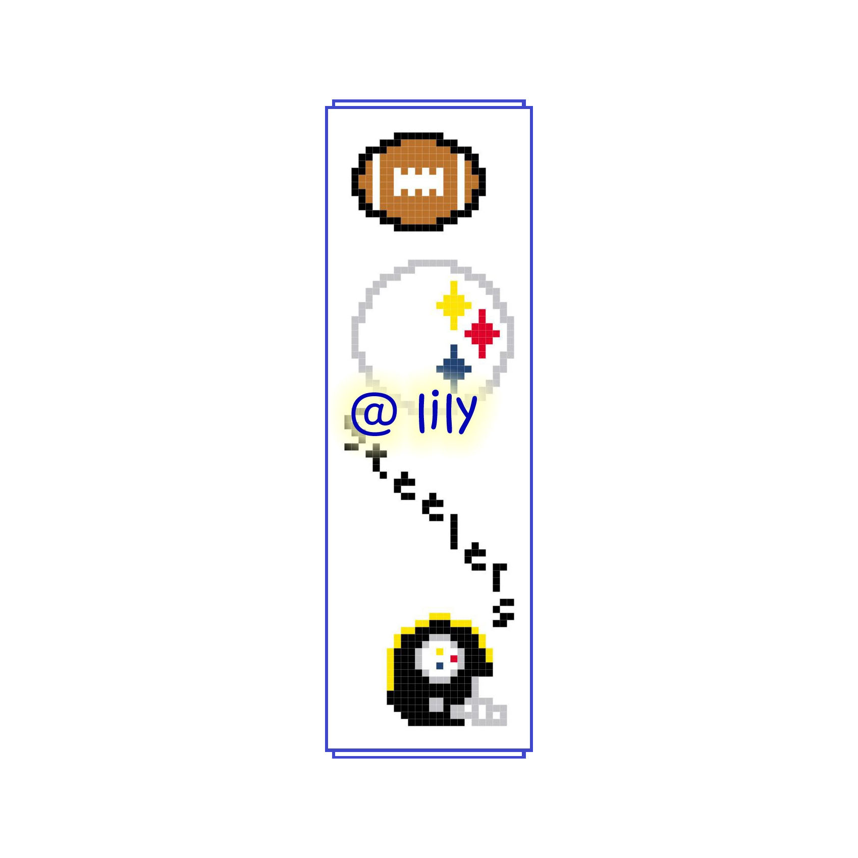 PDF ~NFL PITTSBURGH STEELERS Grosgrain Ribbon Counted Cross Stitch Pattern Chart BookMark with customized name