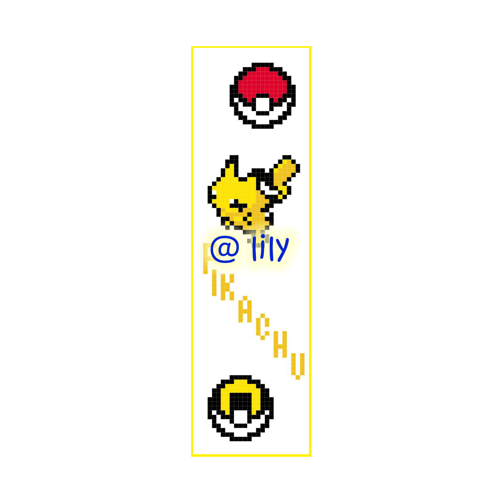 POKEMON PIKACHU BALL Grosgrain Ribbon BookMark with customized name FINISHED/COMPLETED Counted Cross Stitch
