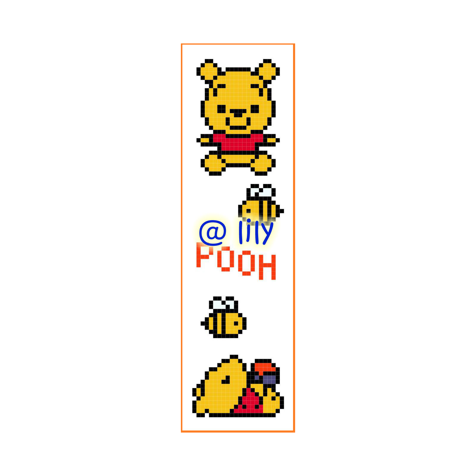 WINNIE THE POOH Grosgrain Ribbon BookMark with customized name FINISHED/COMPLETED Counted Cross Stitch