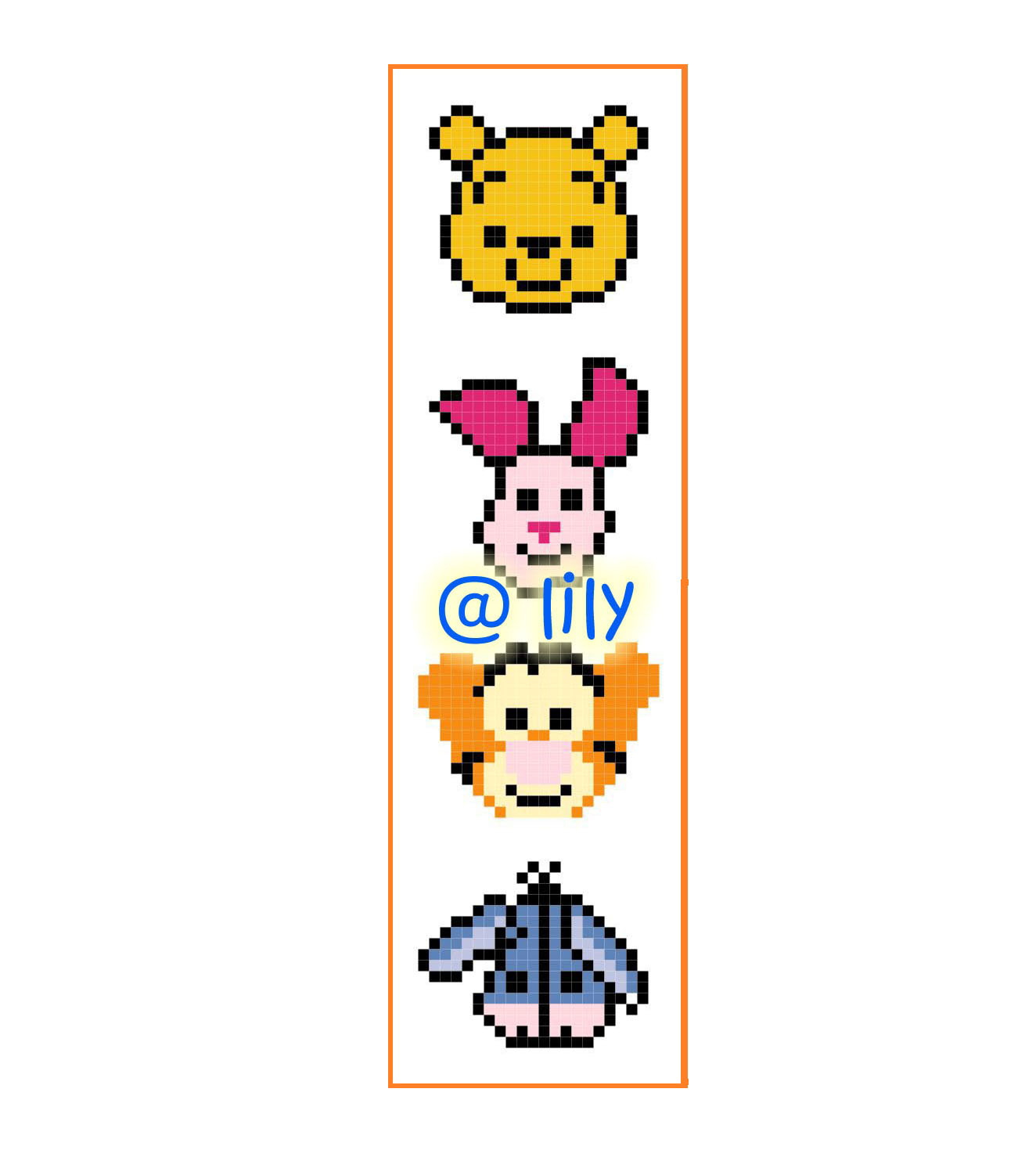 WINNIE THE POOH TIGGER EEYORE PIGLET Grosgrain Ribbon BookMark with customized name FINISHED/COMPLETED Counted Cross Stitch