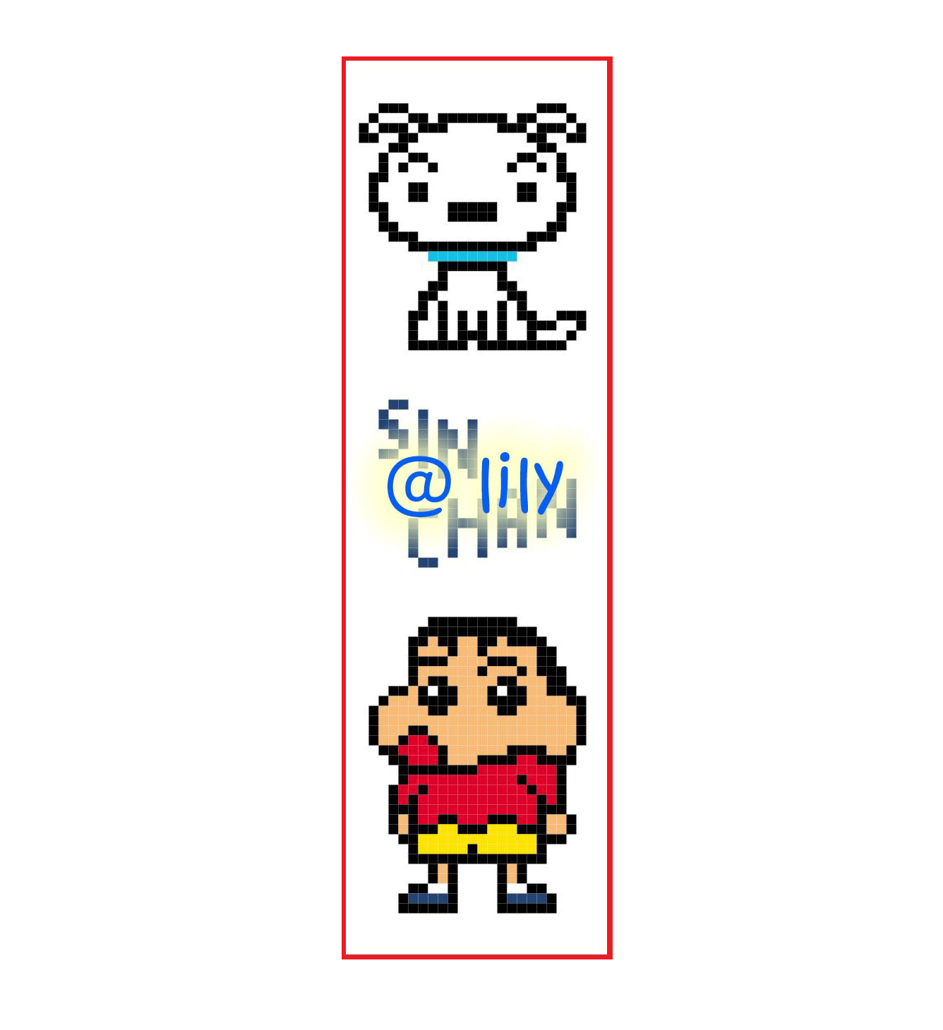 CRAYON SHIN-CHAN Grosgrain Ribbon BookMark with customized name Counted Cross Stitch KIT