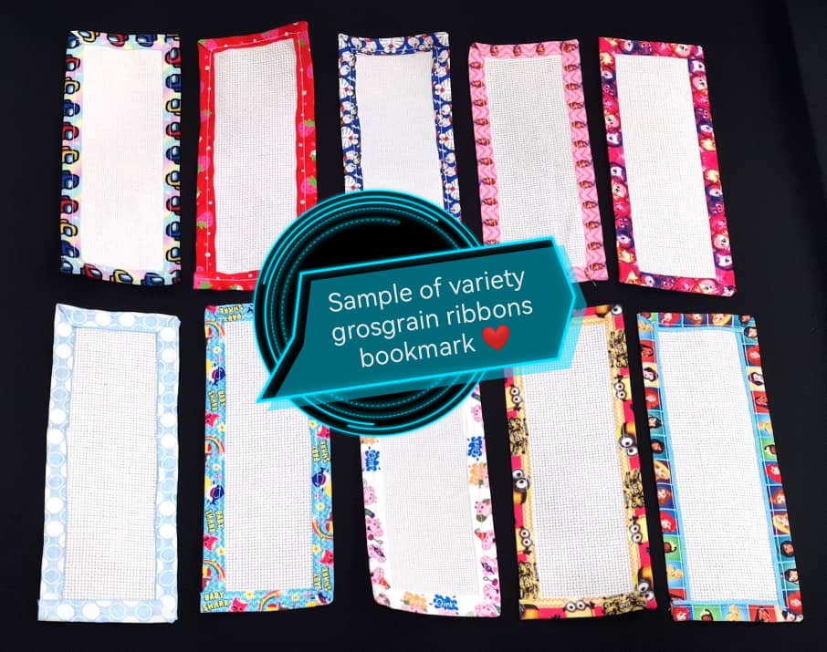 CRAYON SHIN-CHAN Grosgrain Ribbon BookMark with customized name FINISHED/COMPLETED Counted Cross Stitch