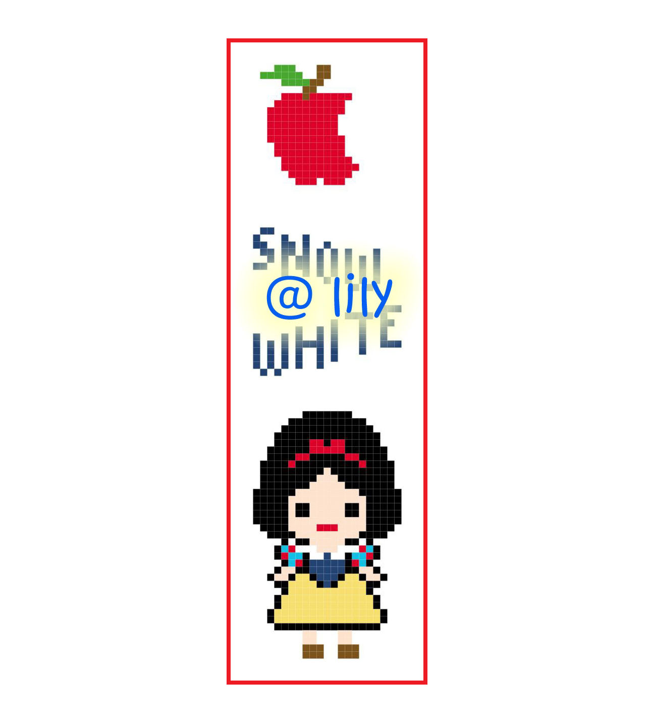 PRINCESS SNOW WHITE Grosgrain Ribbon BookMark with customized name FINISHED/COMPLETED Counted Cross Stitch