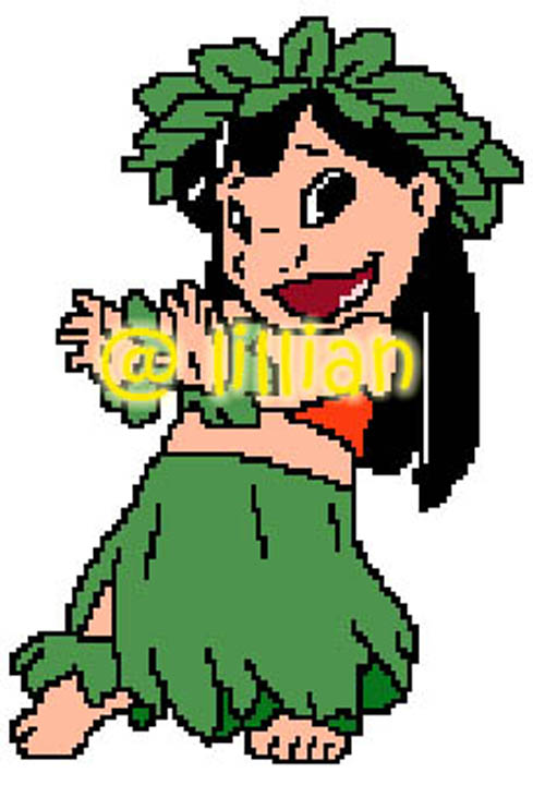 PDF ~LILO SMILING DANCING HAWAIIAN Counted Cross Stitch PATTERN