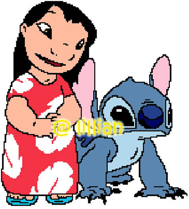 PDF ~LILO & STITCH STANDING POTRAIT Counted Cross Stitch PATTERN