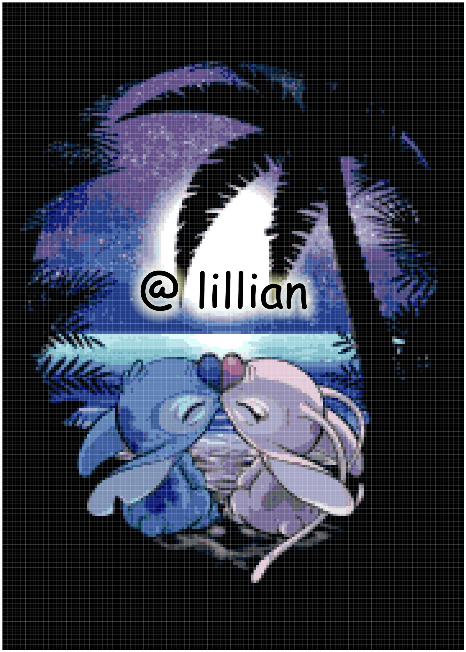 PDF ~LILO & STITCH ANGEL DATING KISSING MOONLIGHT Counted Cross Stitch PATTERN