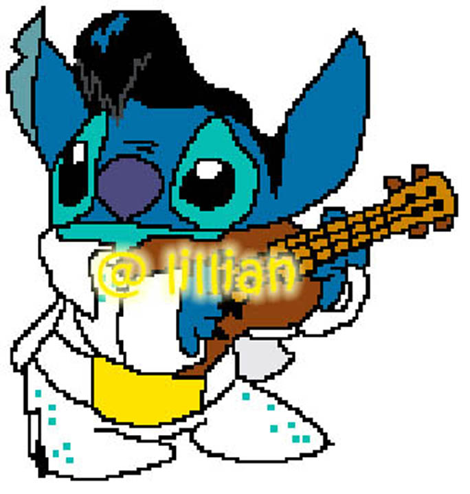 PDF ~LILO & STITCH AS ELVIS PRESLEY Counted Cross Stitch PATTERN