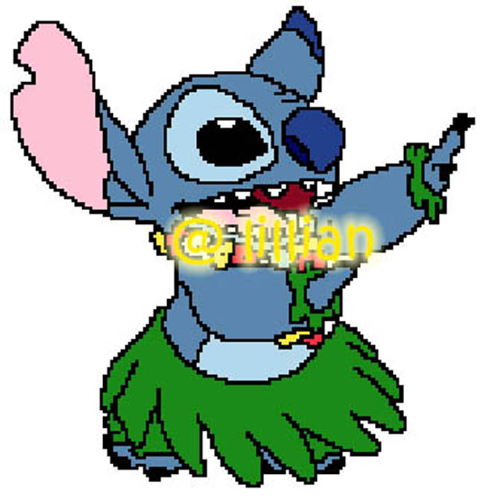 PDF ~LILO & STITCH DANCING HAWAIIAN Counted Cross Stitch PATTERN