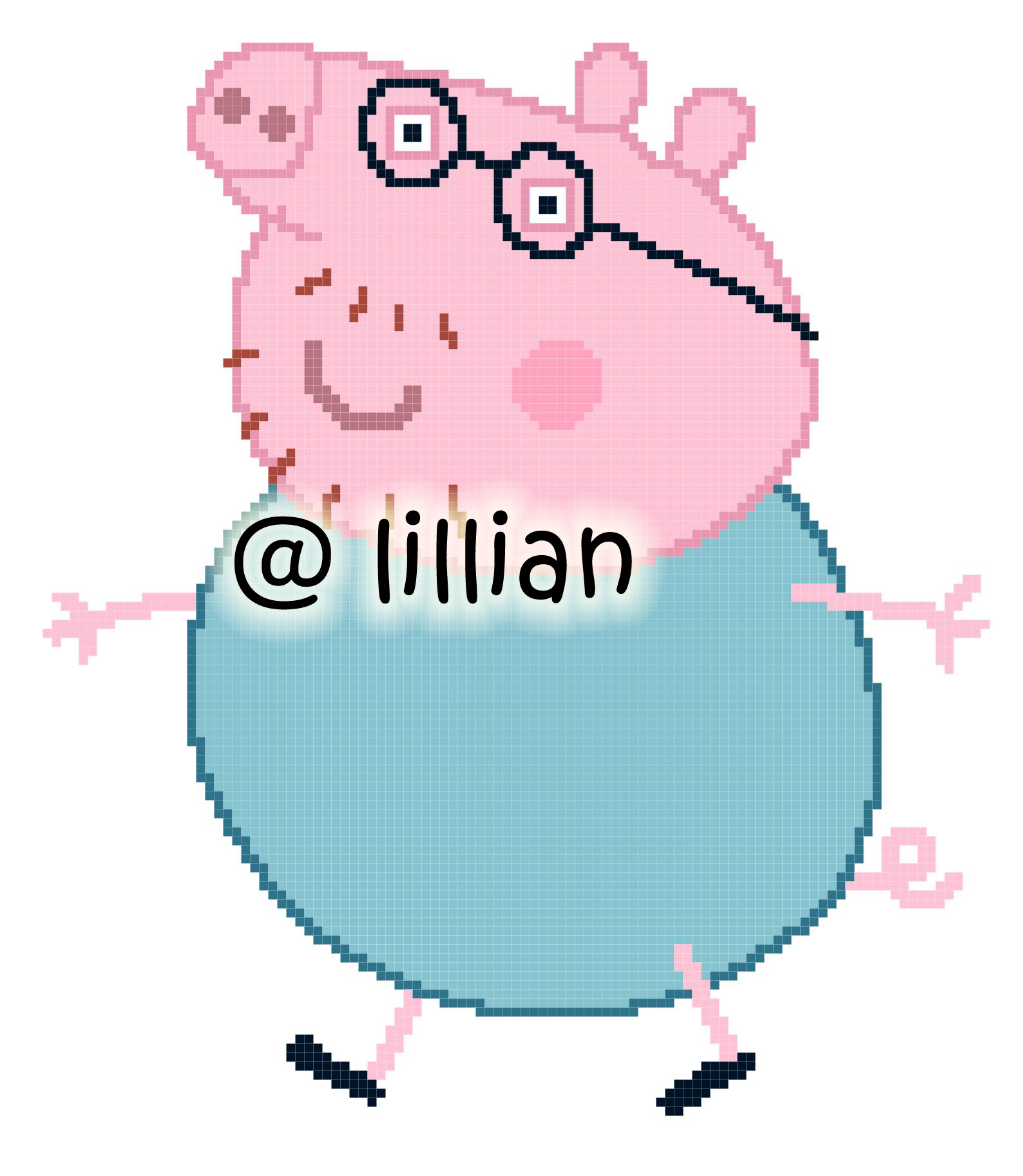 PDF ~PEPPA PIG DADDY PIG POTRAIT Counted Cross Stitch PATTERN