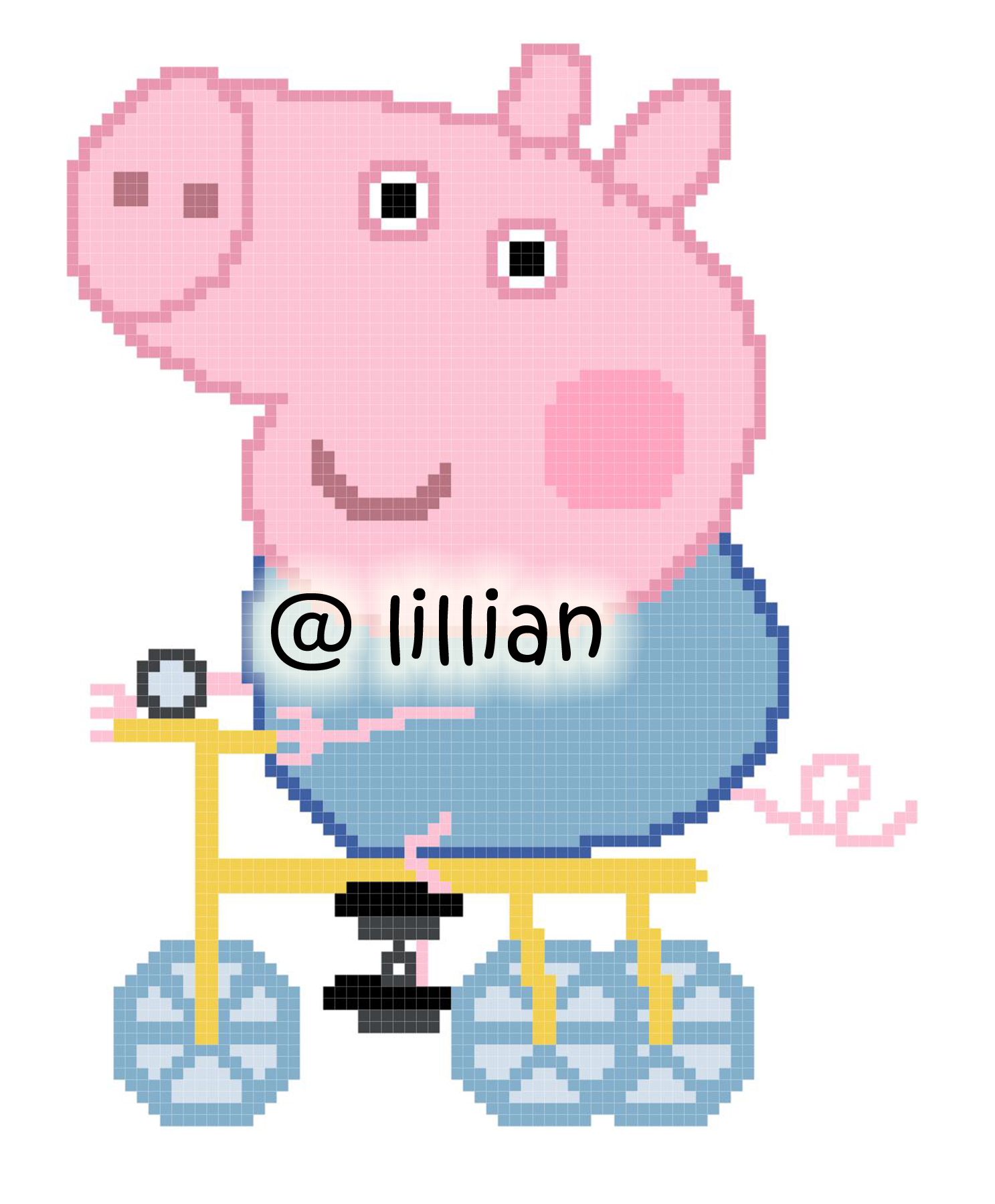 PDF ~PEPPA PIG GEORGE PIG CYCLING HAPPILY Counted Cross Stitch PATTERN