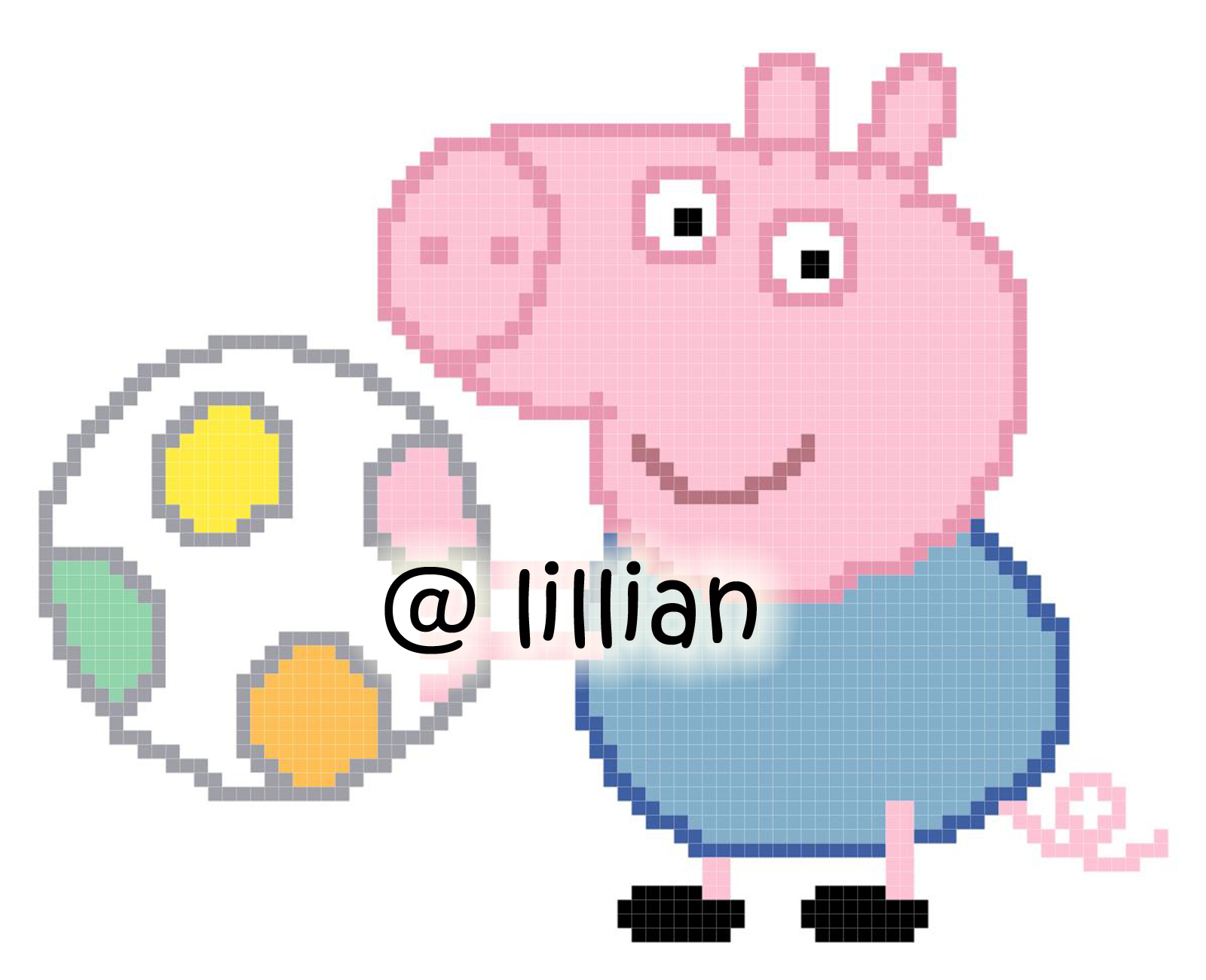 PDF ~PEPPA PIG GEORGE PIG PLAYING BALL SOCCER Counted Cross Stitch PATTERN