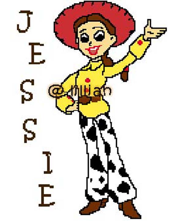 PDF ~TOY STORY JESSIE HAPPY POTRAIT Counted Cross Stitch PATTERN
